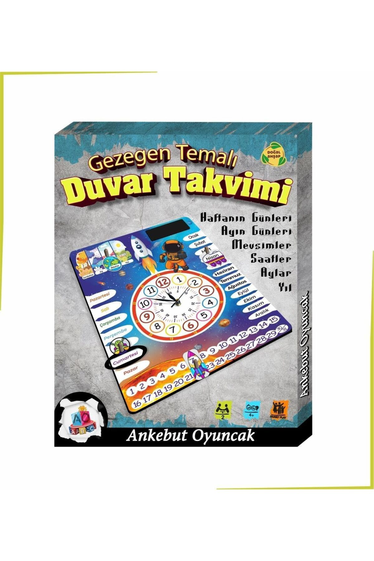 LuxShoping Uzay Temalı Gerçek Saatli Duvar Takvimi 1142128