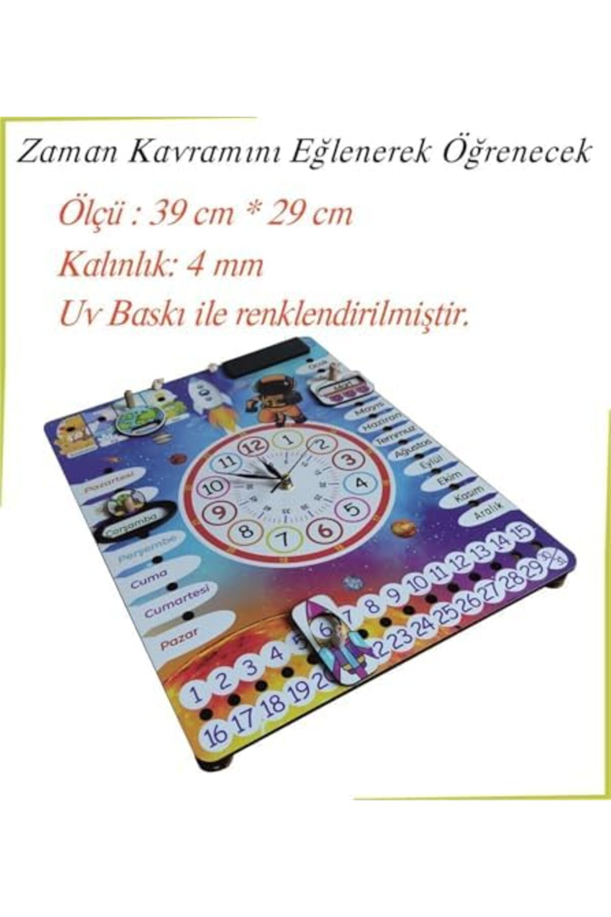 LuxShoping Uzay Temalı Gerçek Saatli Duvar Takvimi 1142128