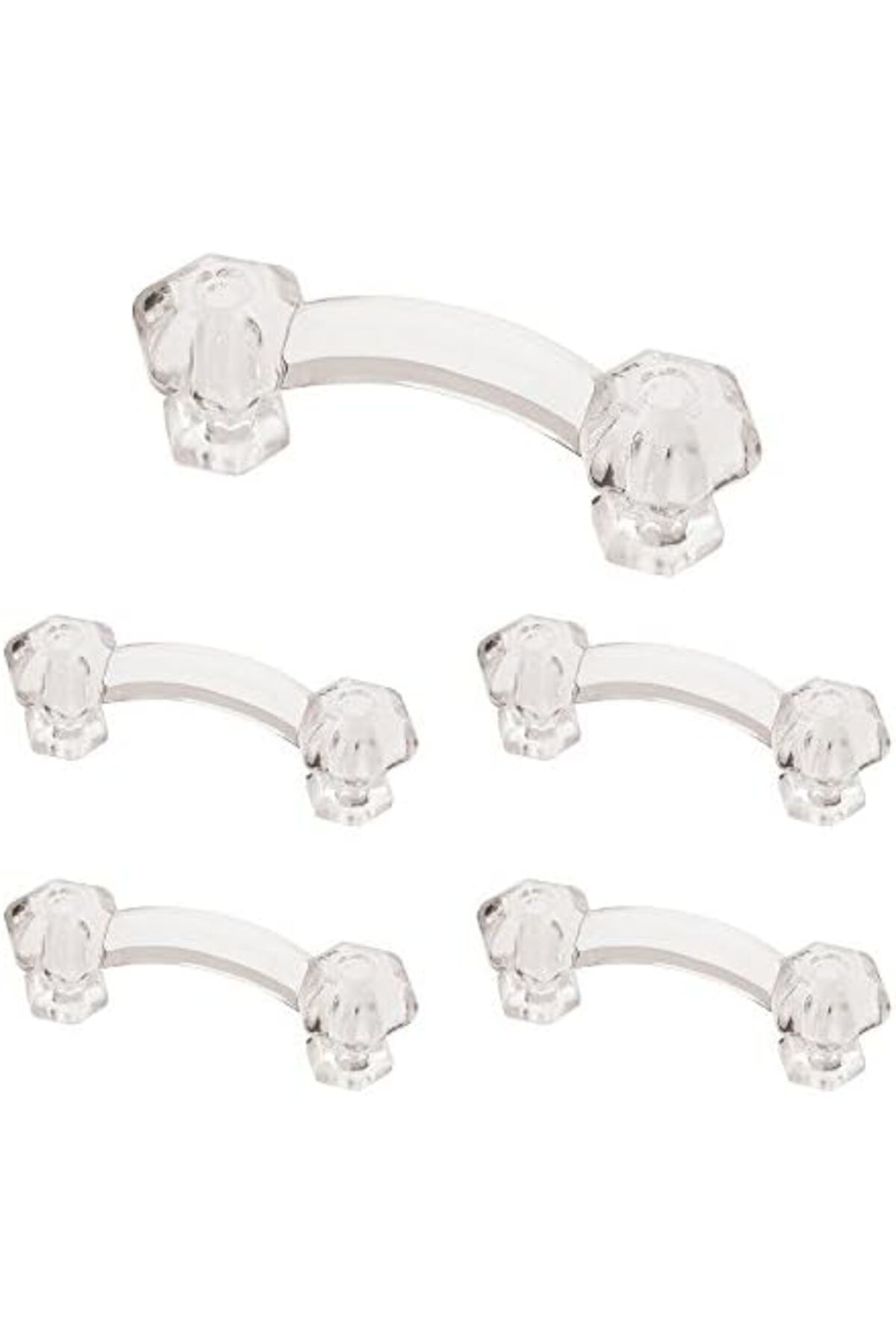 LuxShoping Victorian Dolap Kulbu, 7.6 cm Aralıklı, Şeffaf, 5'li P