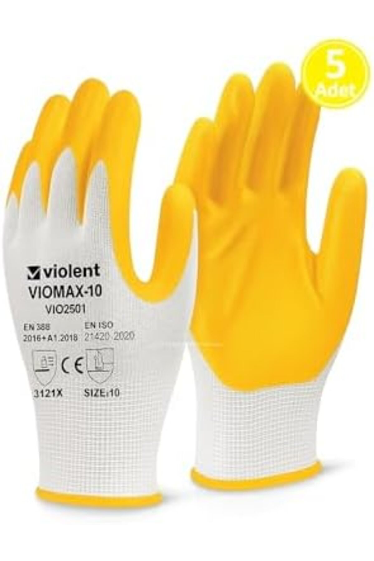 LuxShoping Violent Nitril Kaplı Örme Eldiven,%100 Polyester, Yarı