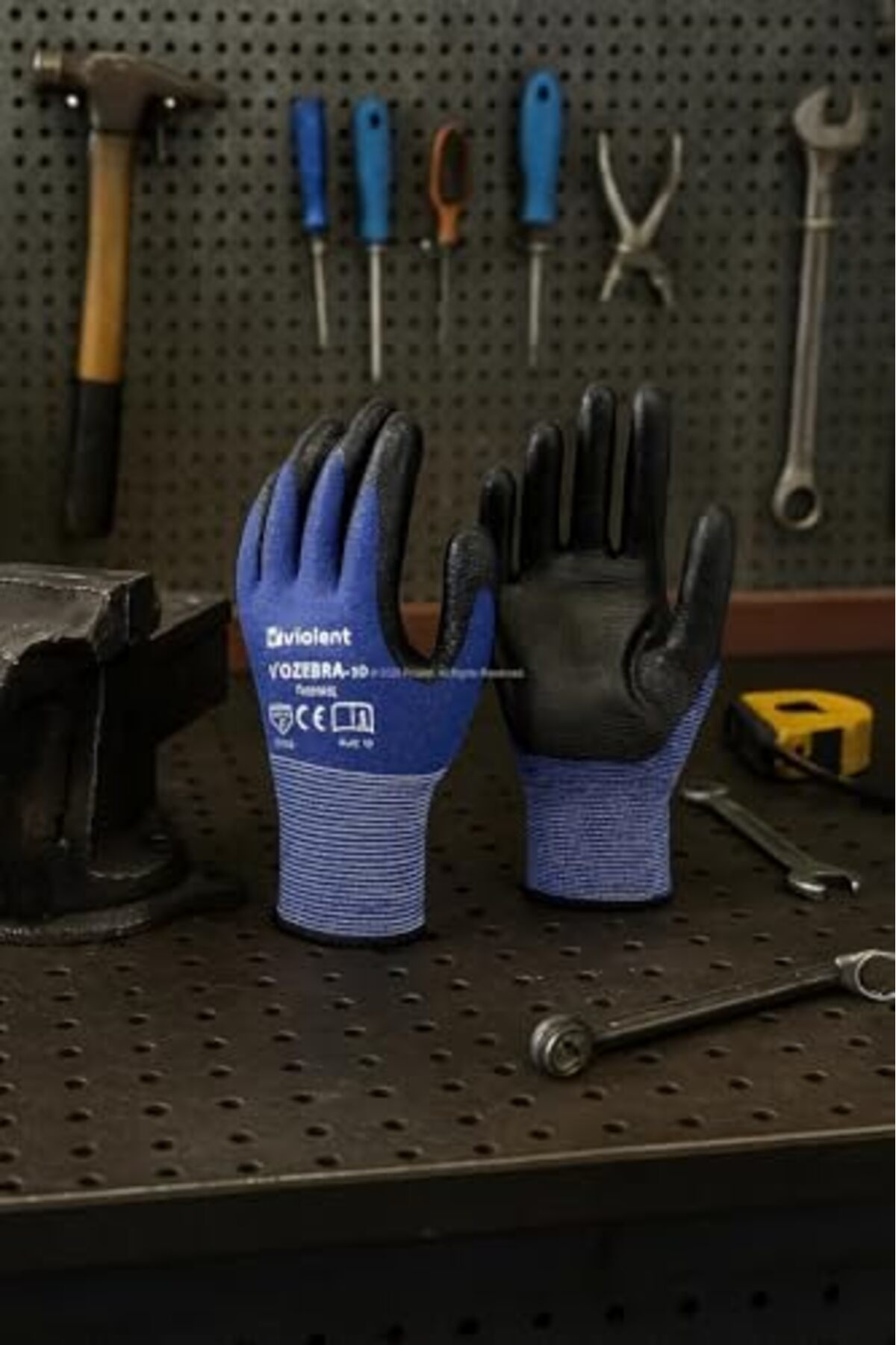 LuxShoping Violent Nitril Kaplı Örme Eldiven, Çift Renk,%100 Poly