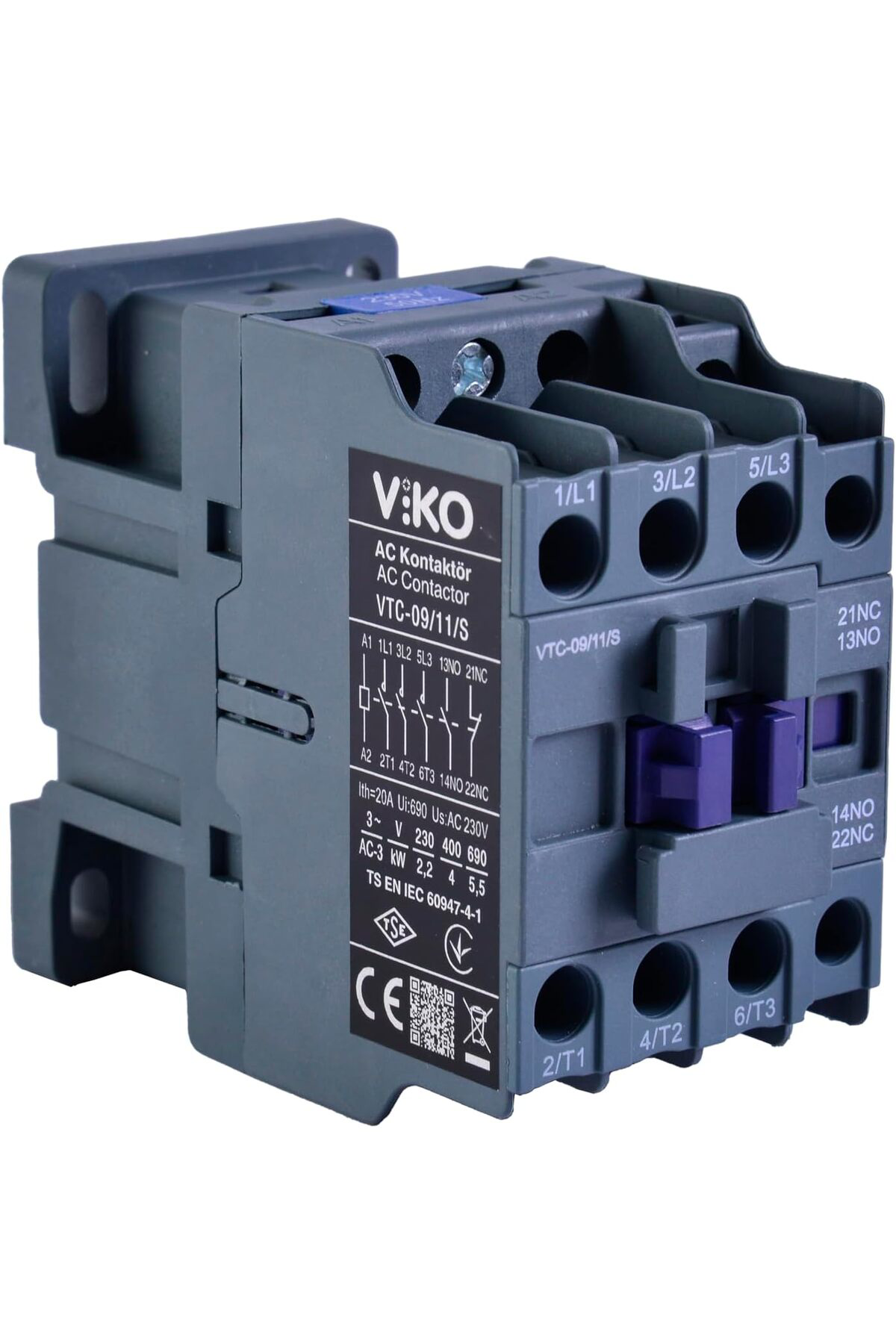 LuxShoping VTC-09/11/S Kontaktör 9A 1no+1nc 230V Bobinli 1142128