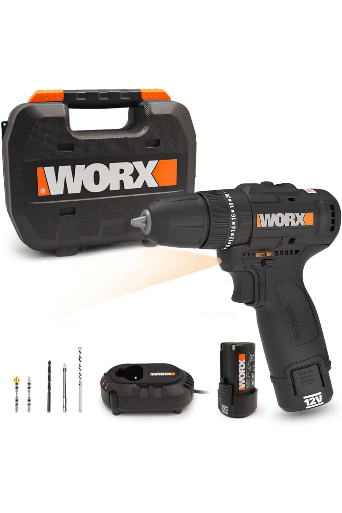 LuxShoping WX121 12Volt/2.0Ah Li-ion Çift Akülü Kömürsüz Profesyo