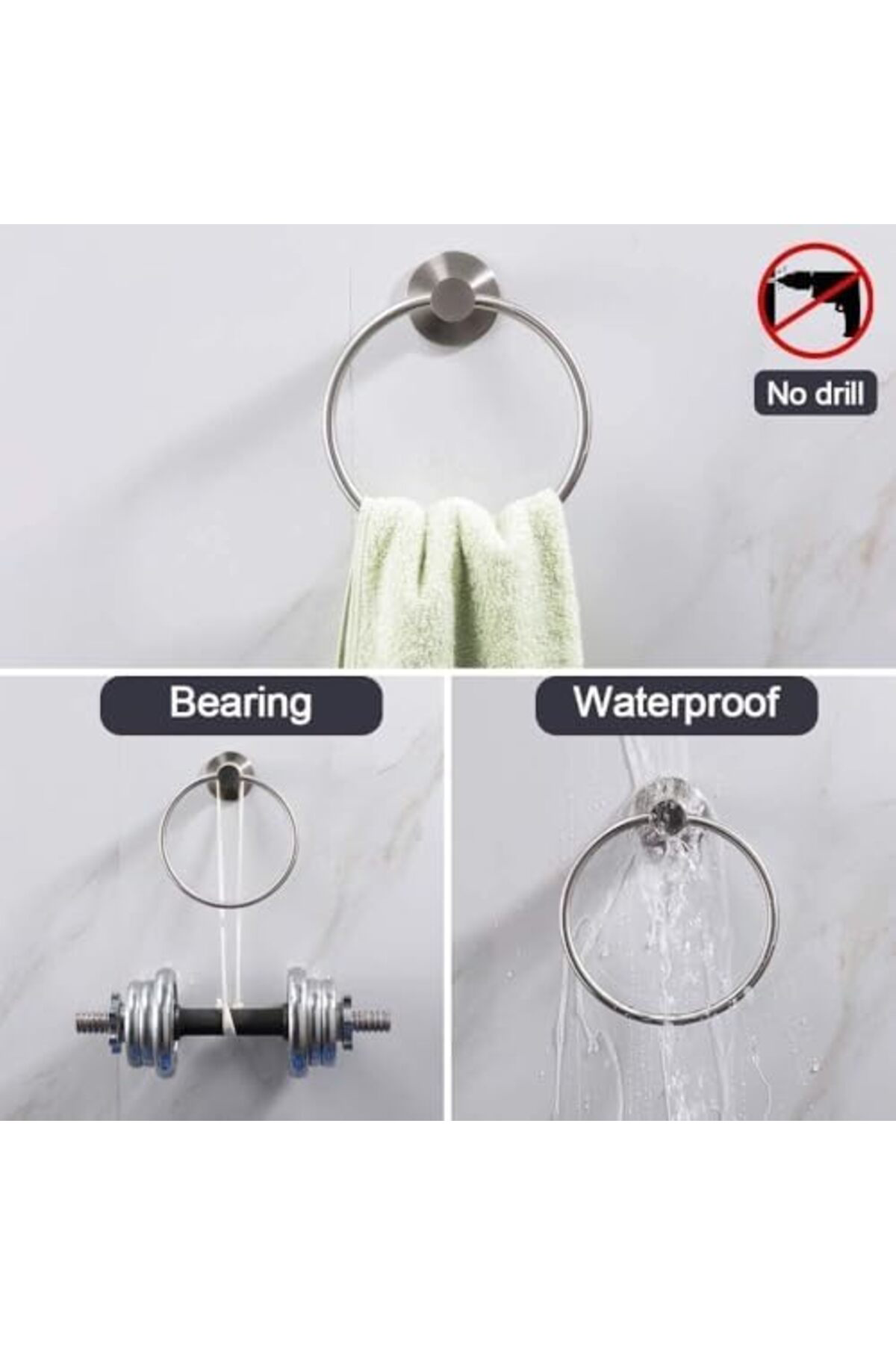 LuxShoping Yapışkanlı havlu halkası, Deliksiz Montaj, Paslanmaz Ç