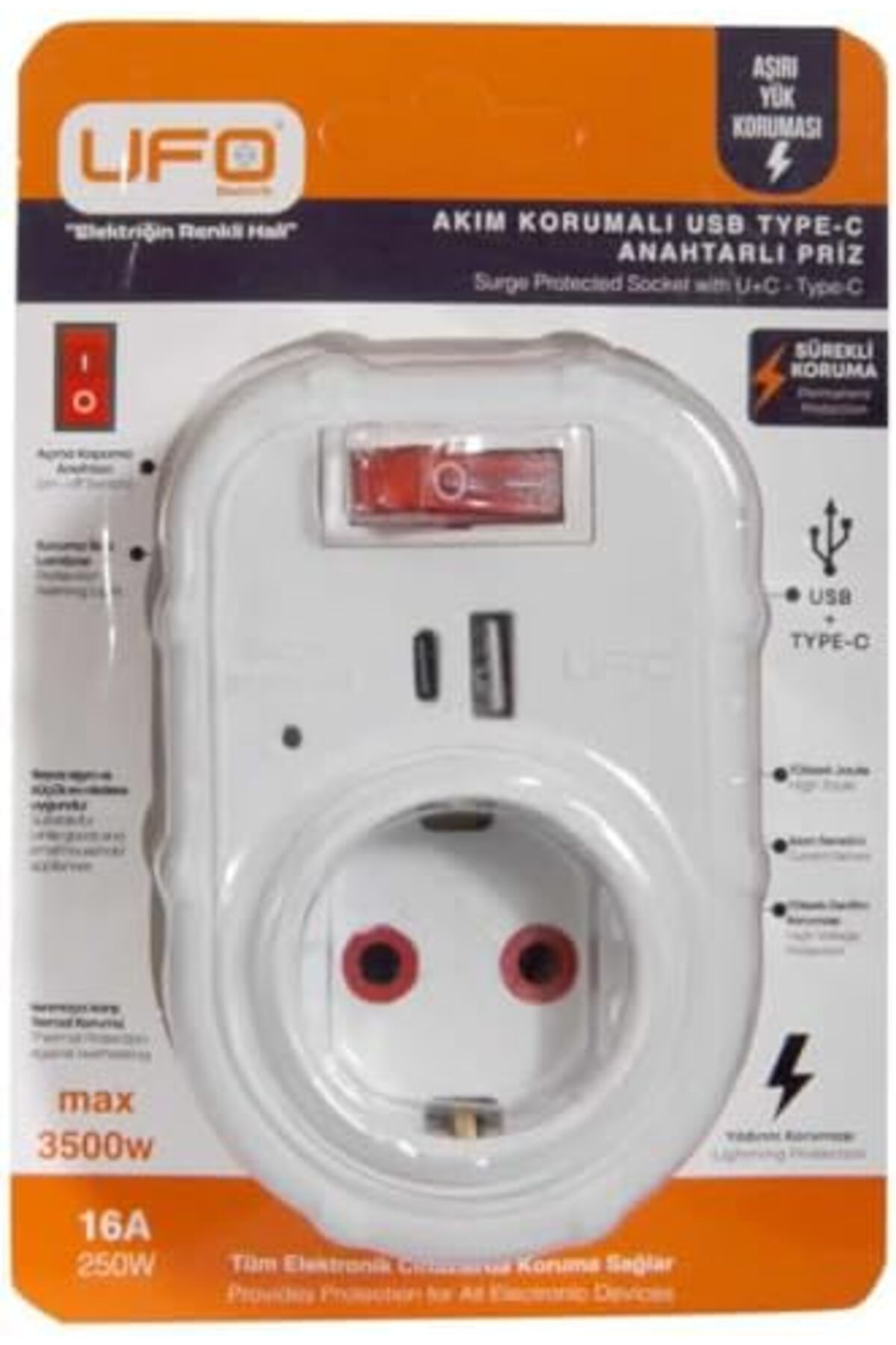 LuxShoping Yeni Tekli Akım Korumalı 5V 2,4A USB ve Type-C ile Hız LuxShoping Yeni Tekli Akım Korumalı 5V 2,4A USB ve Type-C ile Hız
