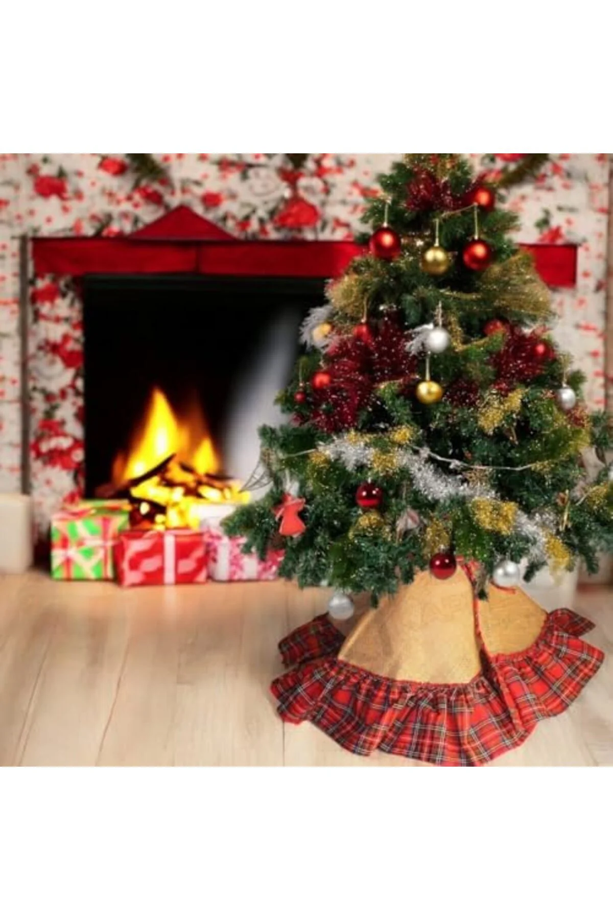 LuxShoping YILBAŞI AĞAÇ ETEĞİ JÜT KIRMIZI EKOSE 1142128