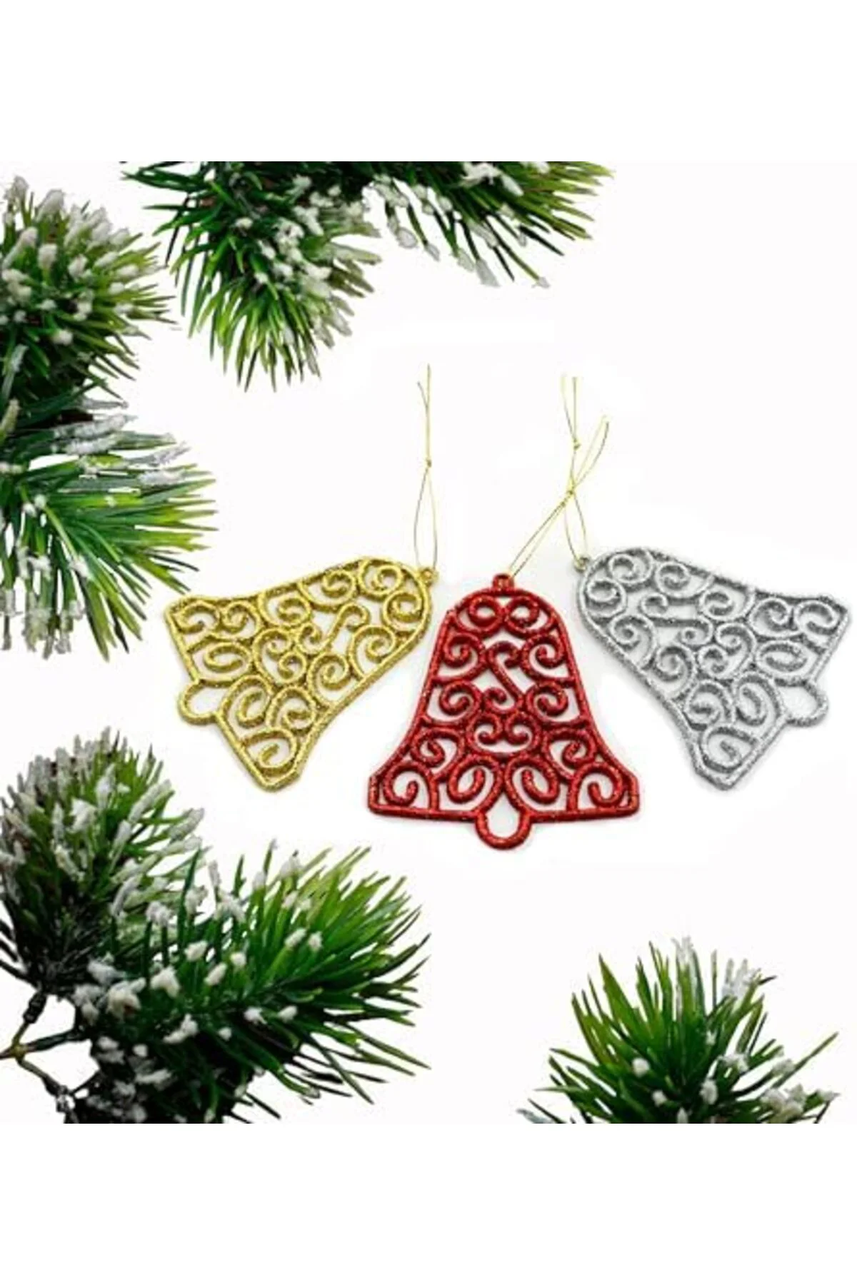 LuxShoping Yılbaşı Ağacı İçin Asılabilir Çan Süsleri – Parlak Sim