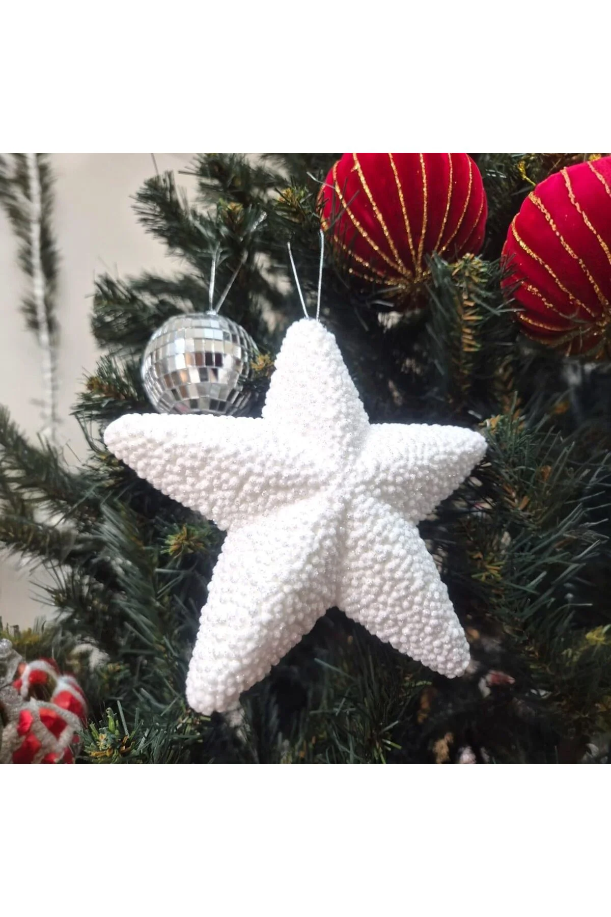 LuxShoping YILBAŞI AĞAÇ SÜSÜ BEYAZ YILDIZ 15CM AST7215 1142128