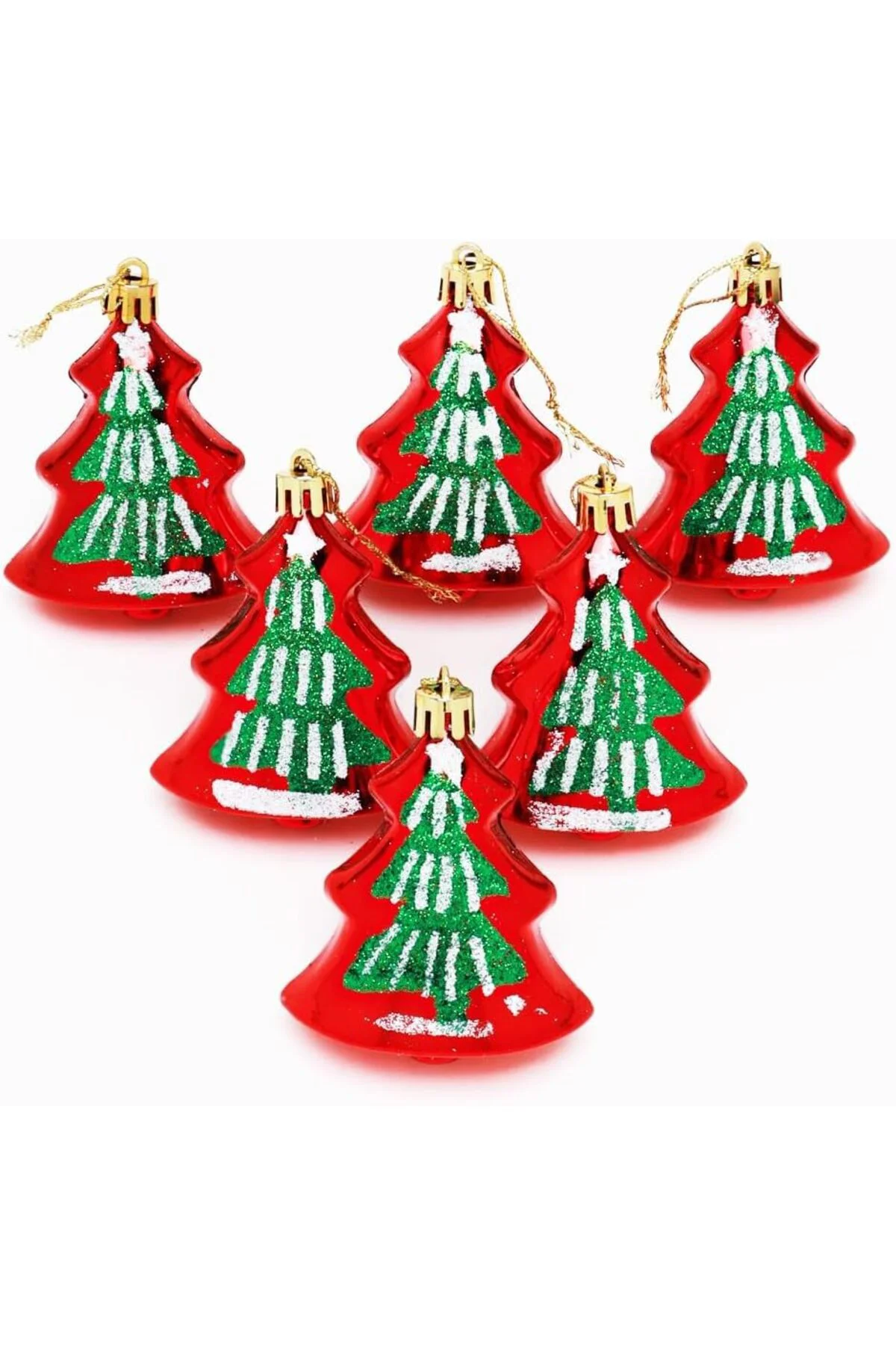 LuxShoping Yılbaşı Çam Ağacı Şeklinde Süs Seti – 6 Adet 1142128