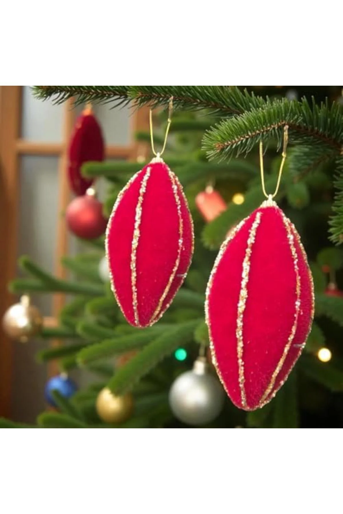 LuxShoping YILBAŞI DAMLA SÜS 12CM KADİFE SİM ŞERİTLİ 3LÜ AST7205 