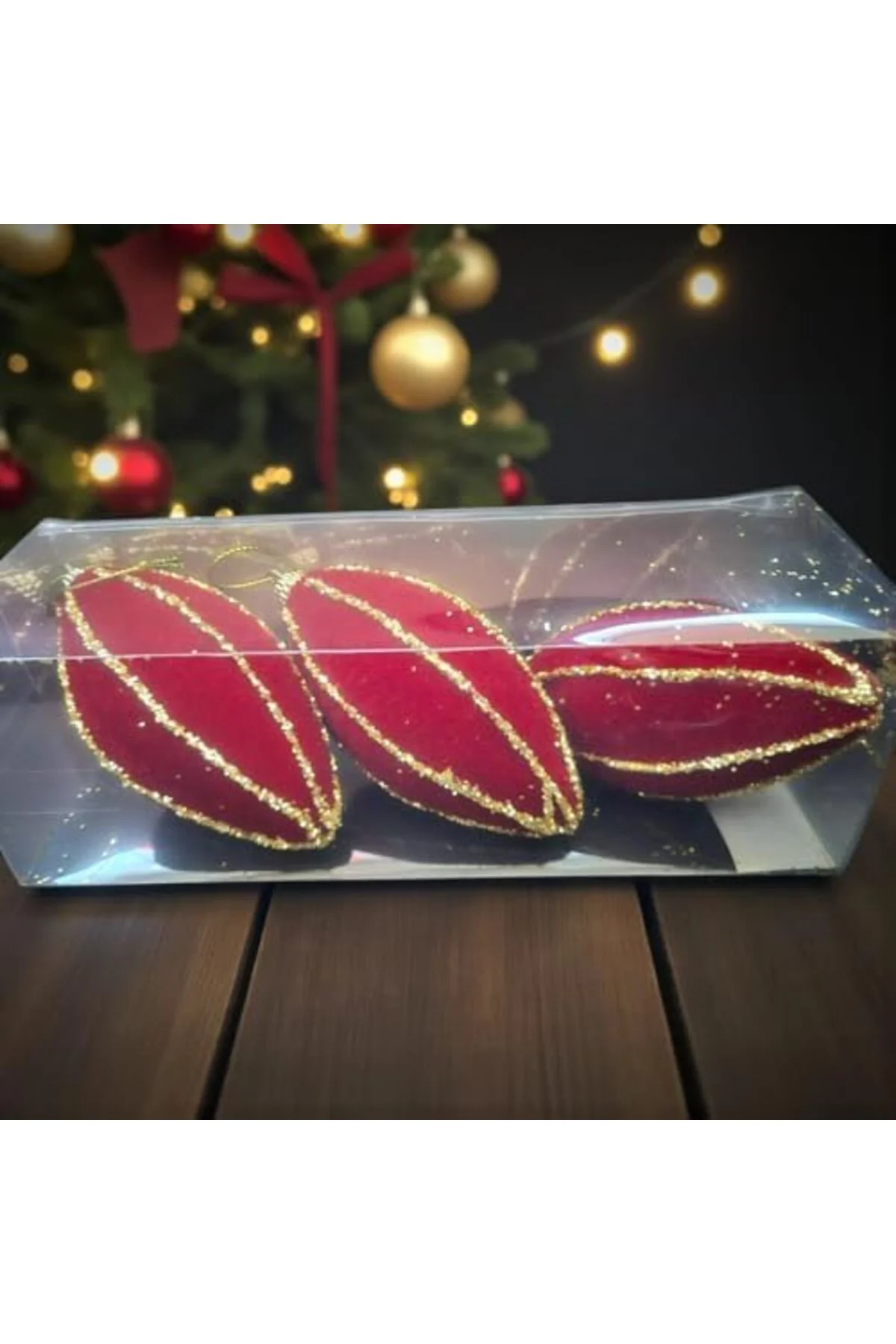 LuxShoping YILBAŞI DAMLA SÜS 12CM KADİFE SİM ŞERİTLİ 3LÜ AST7205 