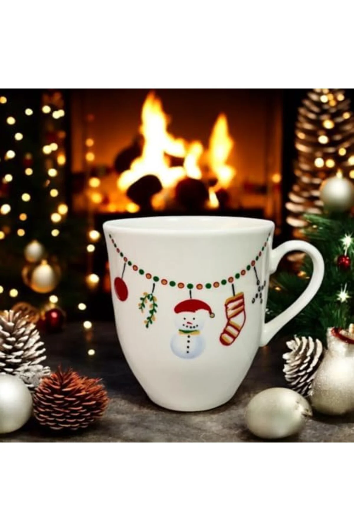 LuxShoping ZİNCİR SÜSLÜ KARDAM ADAM DESENLİ BÜYÜK PORSELEN KUPA 1