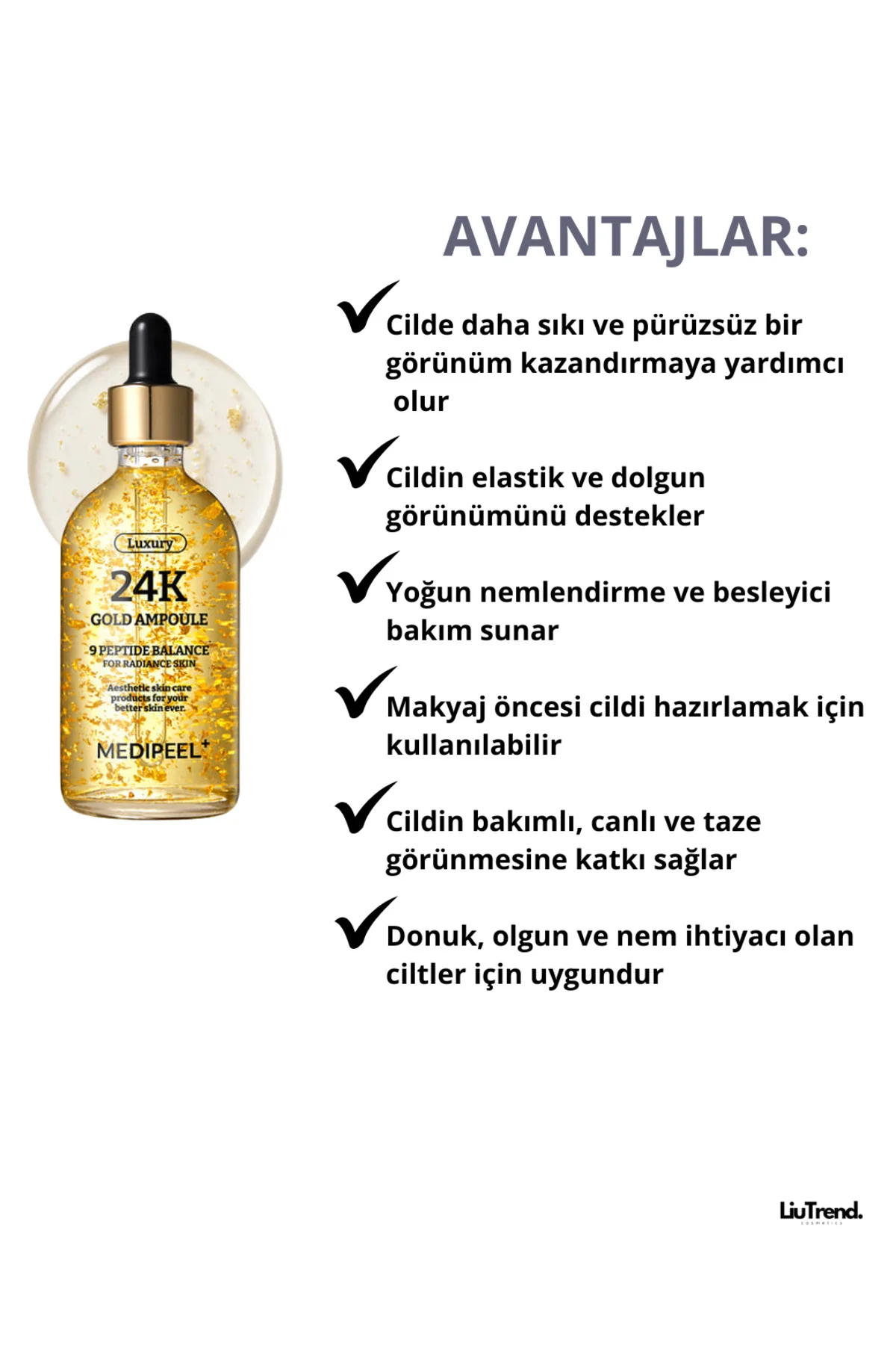 Luxury 24k Gold Ampoule 100 ml Cilt Elastikiyeti Için 24k Altın I