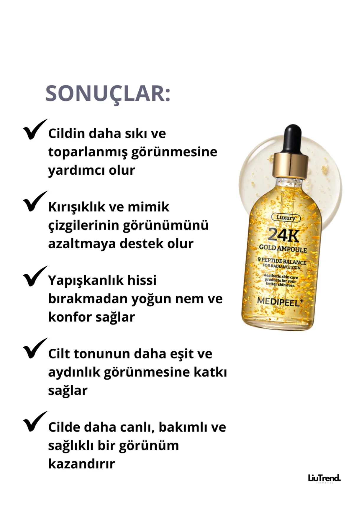 Luxury 24k Gold Ampoule 100 ml Cilt Elastikiyeti Için 24k Altın I