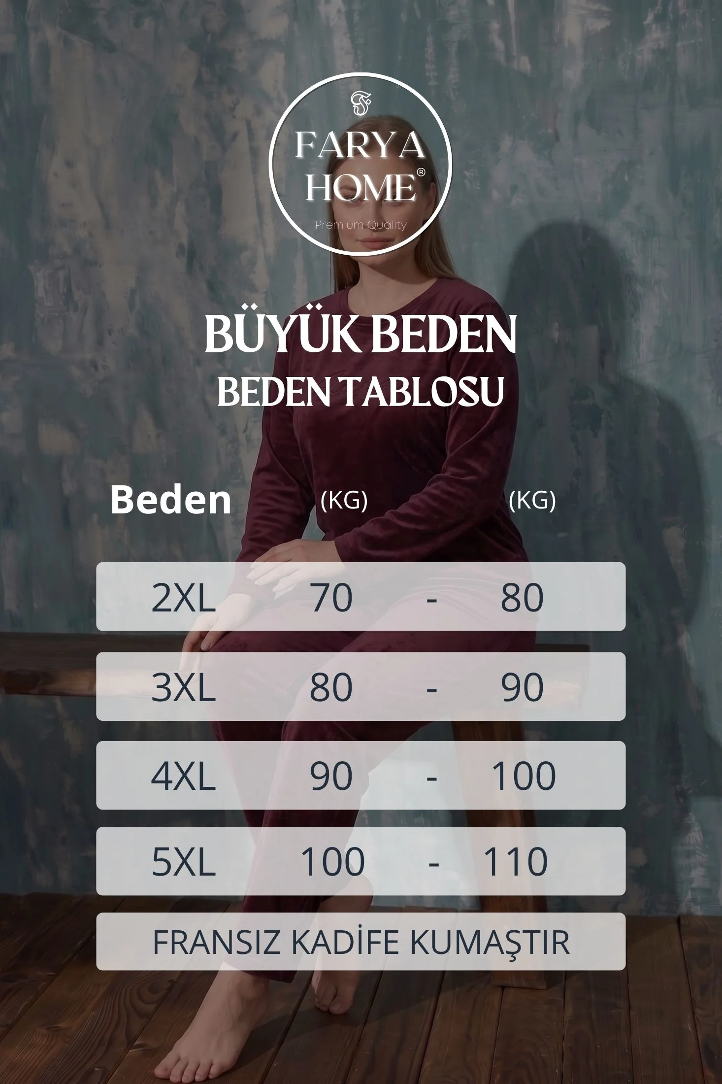 Luxury Velvet Büyük Beden Fransız Kadife Pijama Takımı, Bordo, 4XL