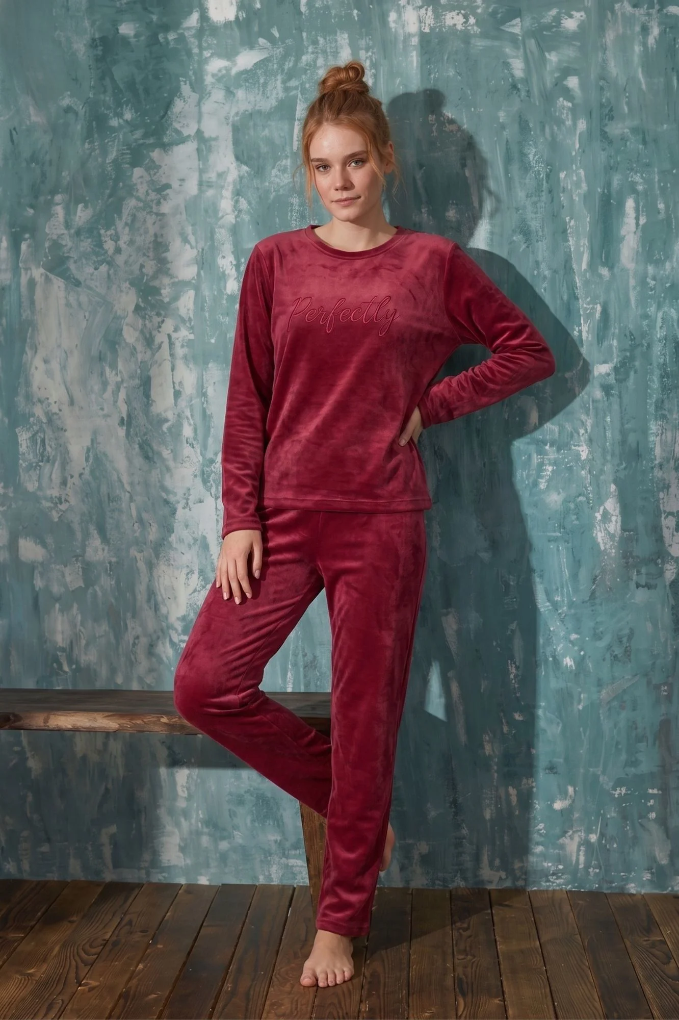 Luxury Velvet Fransız Kadife Yazı Detaylı Pijama Takımı, Bordo, 2XL Fiyatı, Yorumları ve Özellikleri
