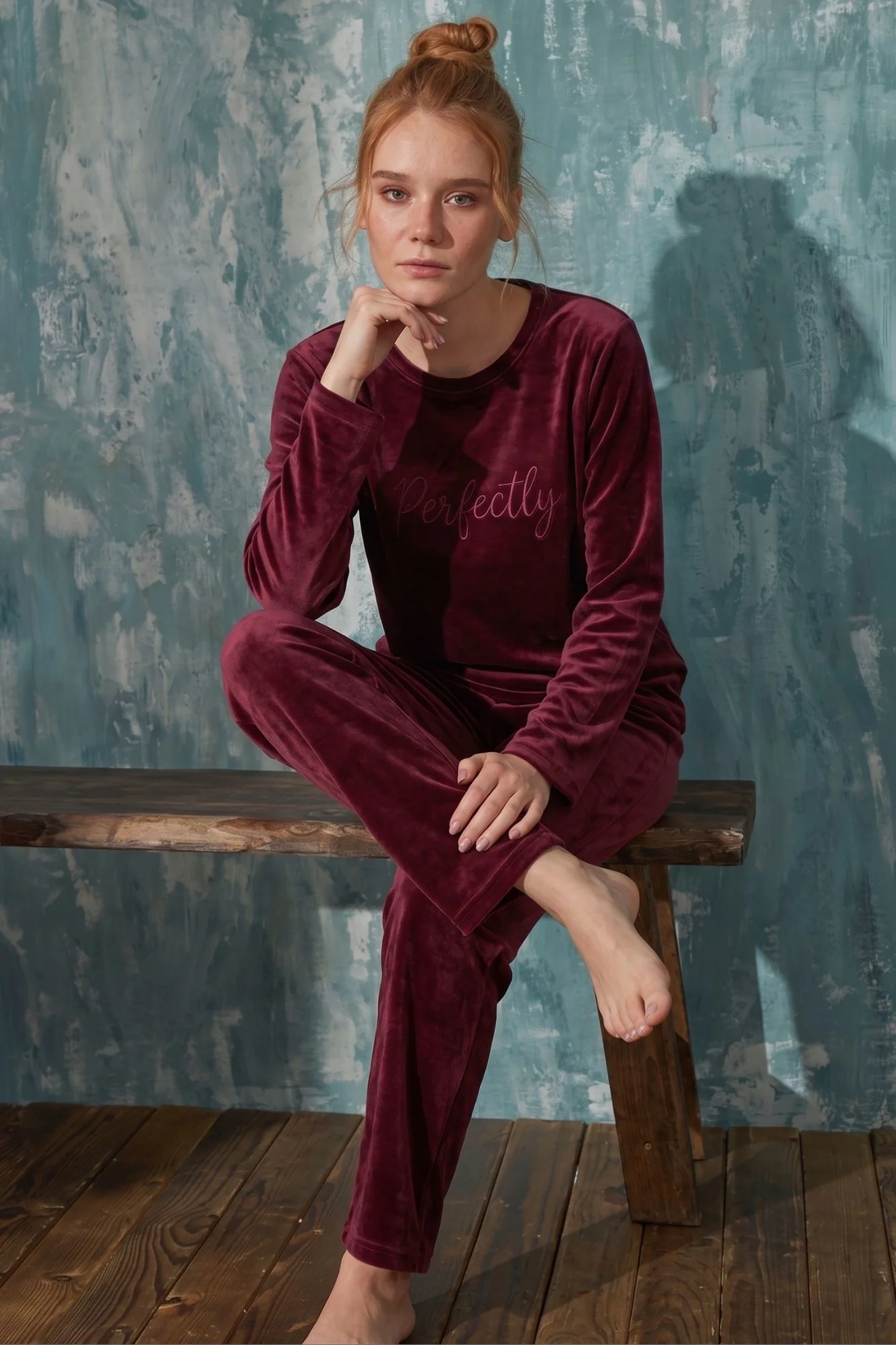 Luxury Velvet Fransız Kadife Yazı Detaylı Pijama Takımı, Mürdüm, XL Fiyatı, Yorumları ve Özellikleri