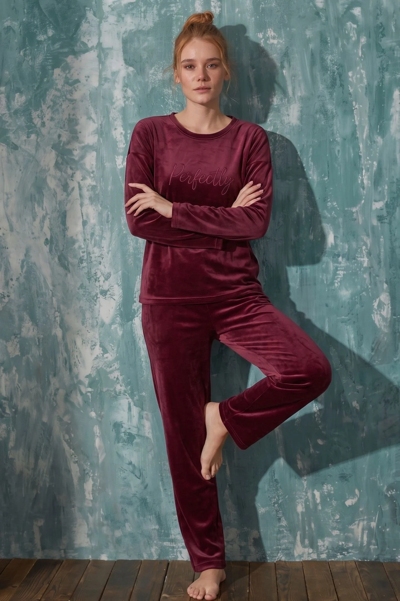 Luxury Velvet Fransız Kadife Yazı Detaylı Pijama Takımı, Mürdüm, XL Fiyatı, Yorumları ve Özellikleri