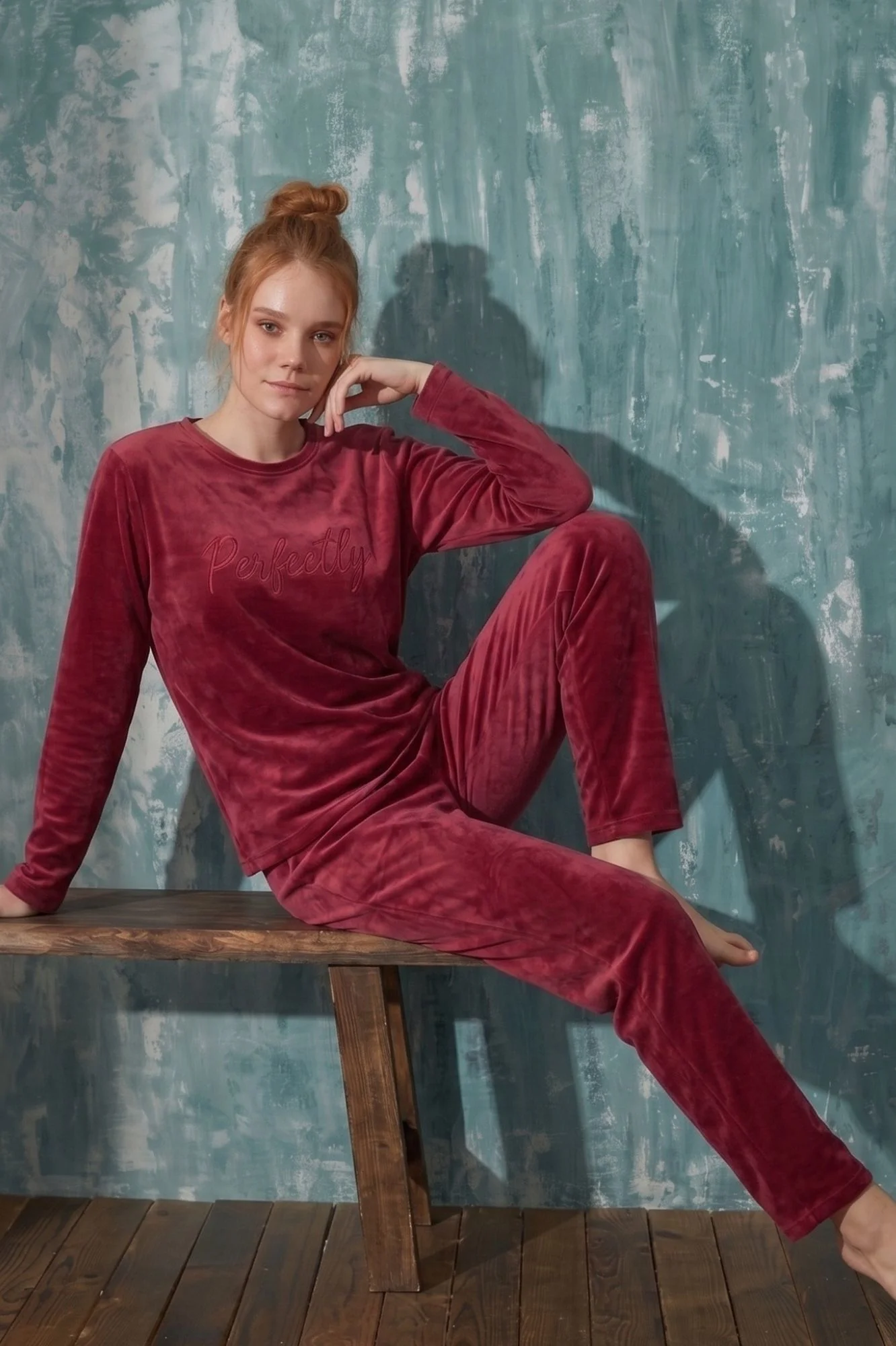 Luxury Velvet Fransız Kadife Yazı Detaylı Pijama Takımı, Bordo, 2XL Fiyatı, Yorumları ve Özellikleri