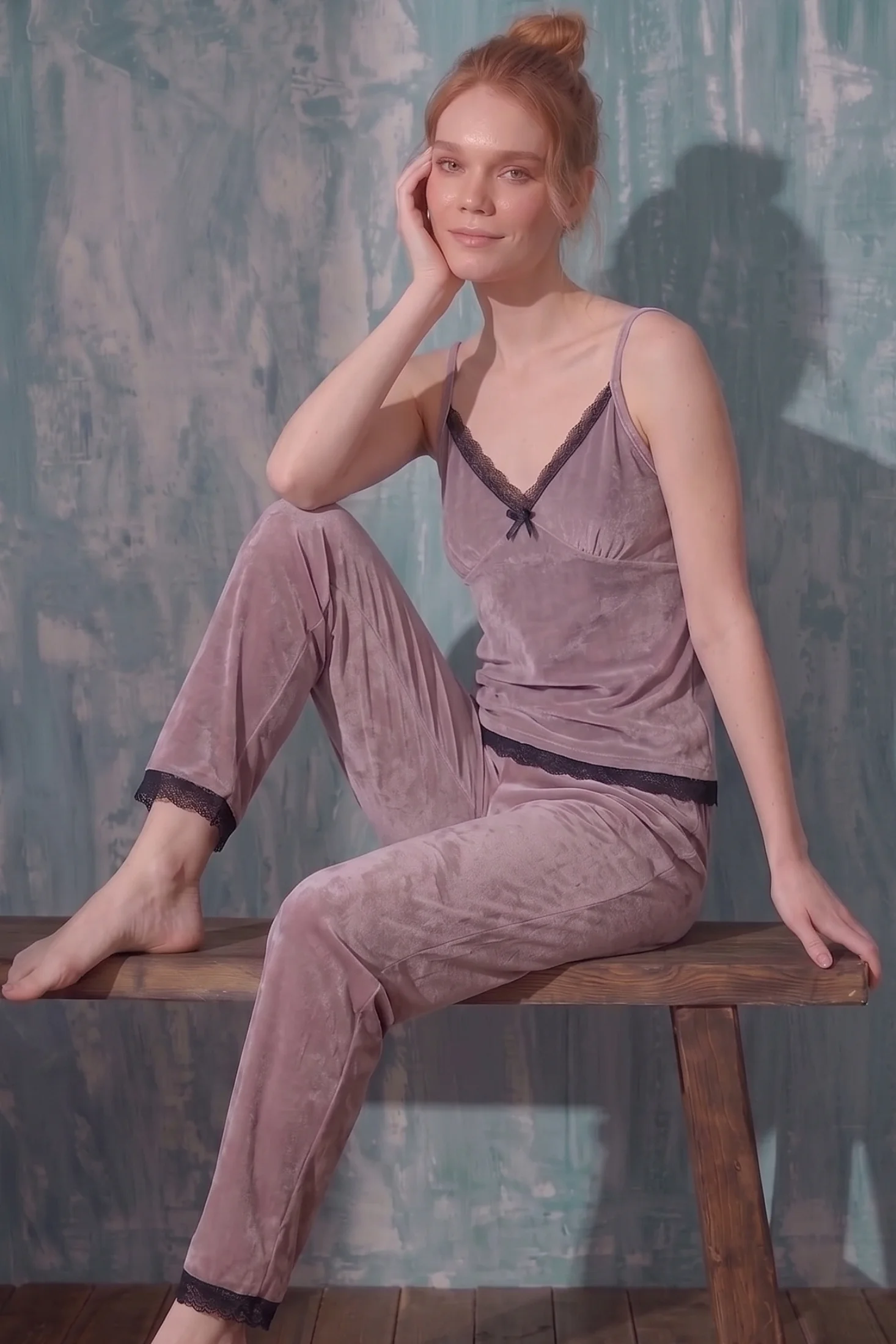 Luxury Velvet Fransız Kadife Dantel Detaylı Askılı Pijama Takımı, Lila, XL Fiyatı, Yorumları ve Özellikleri