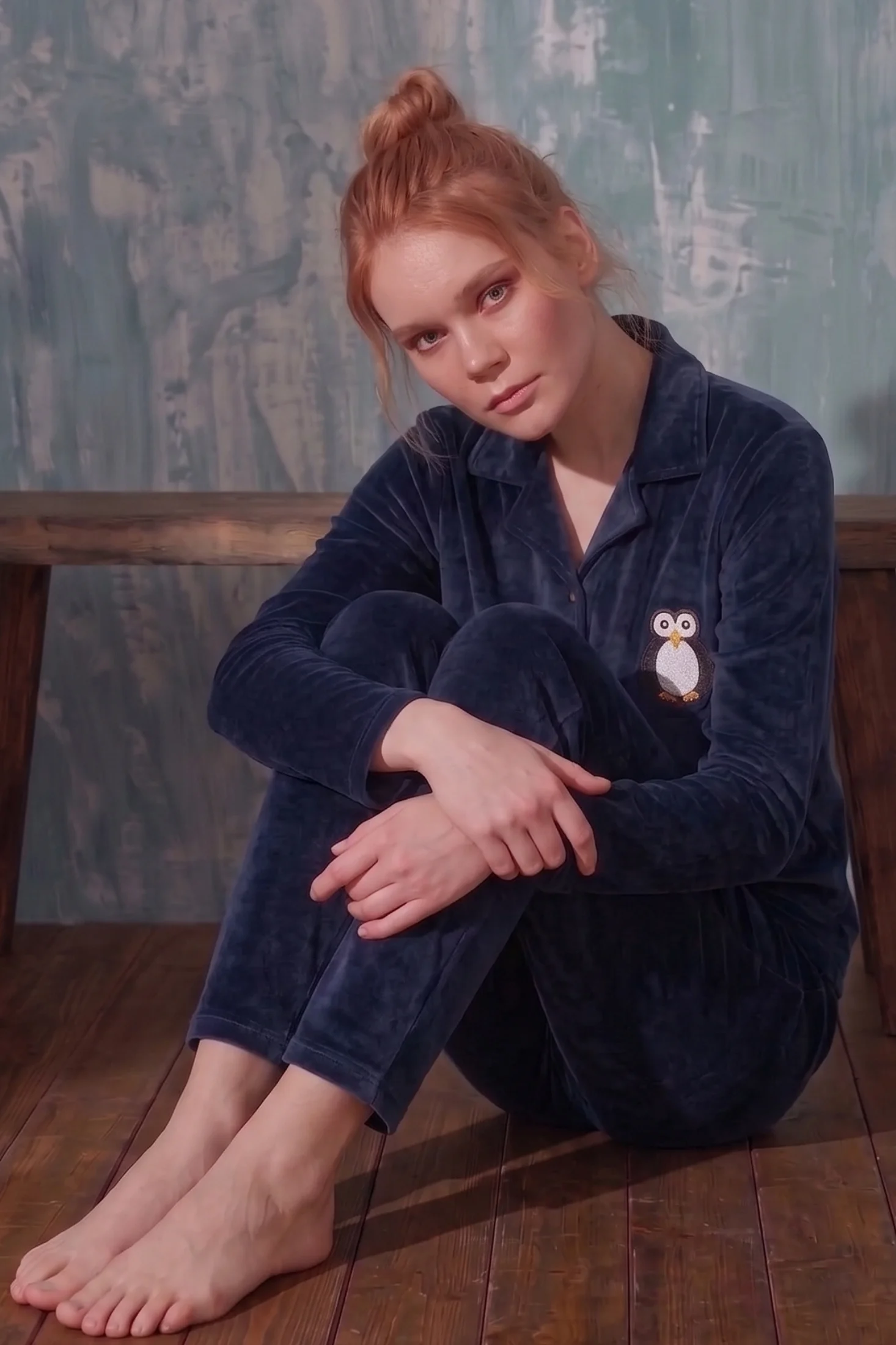 Luxury Velvet Fransız Kadife Düğmeli Penguen Nakışlı Gömlek Pijama Takımı, Lacivert, M Fiyatı, Yorumları ve Özellikleri