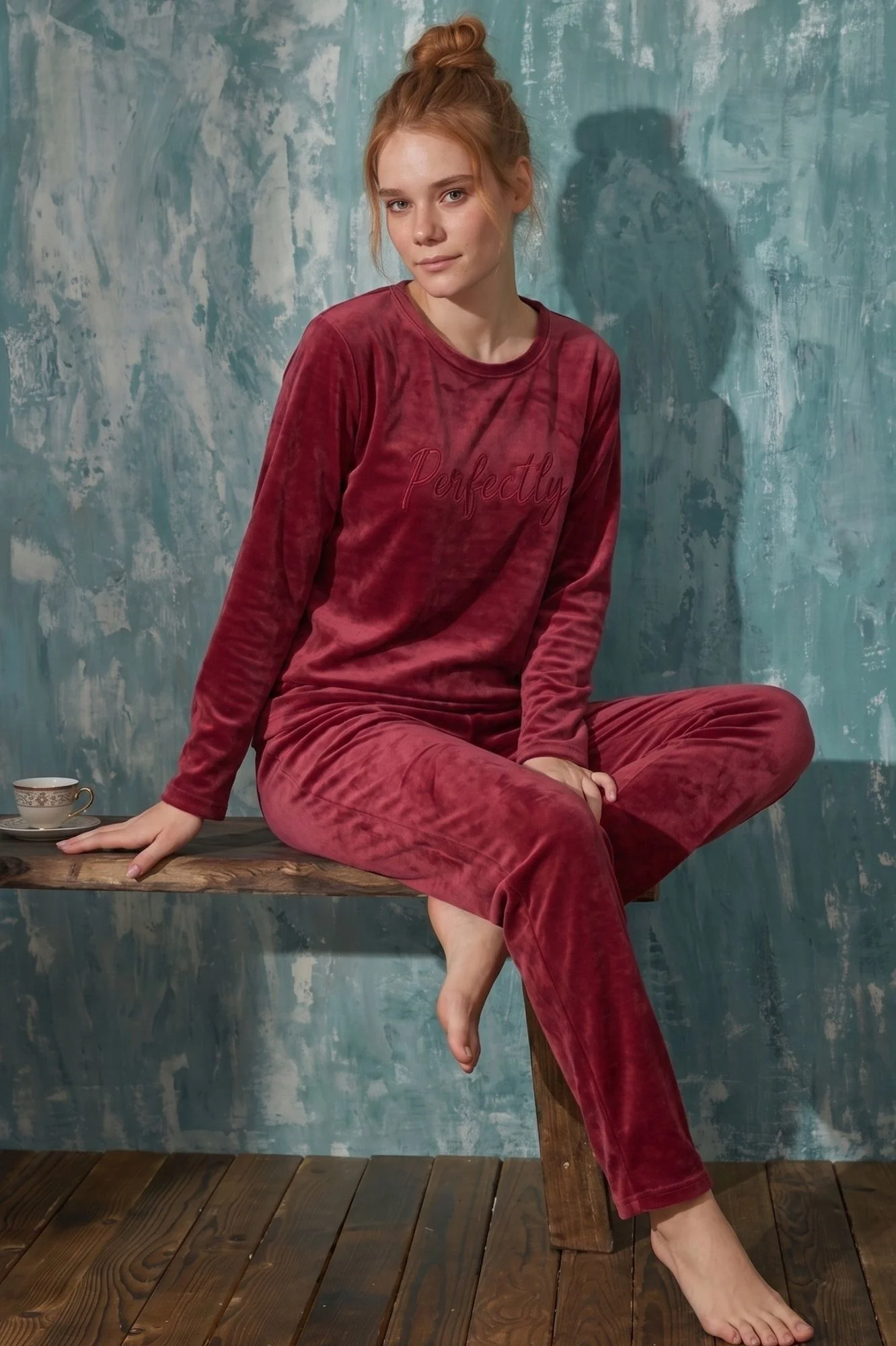Luxury Velvet Fransız Kadife Yazı Detaylı Pijama Takımı, Bordo, L Fiyatı, Yorumları ve Özellikleri