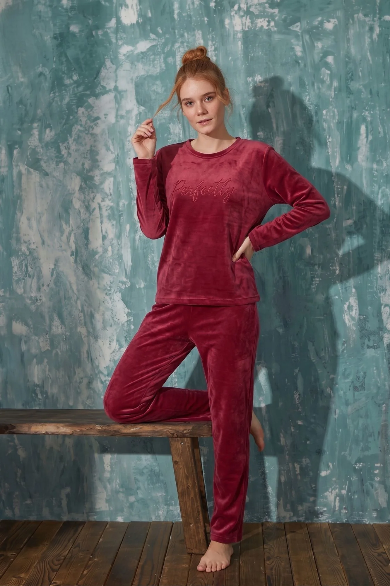 Luxury Velvet Fransız Kadife Yazı Detaylı Pijama Takımı, Bordo, 2XL Fiyatı, Yorumları ve Özellikleri