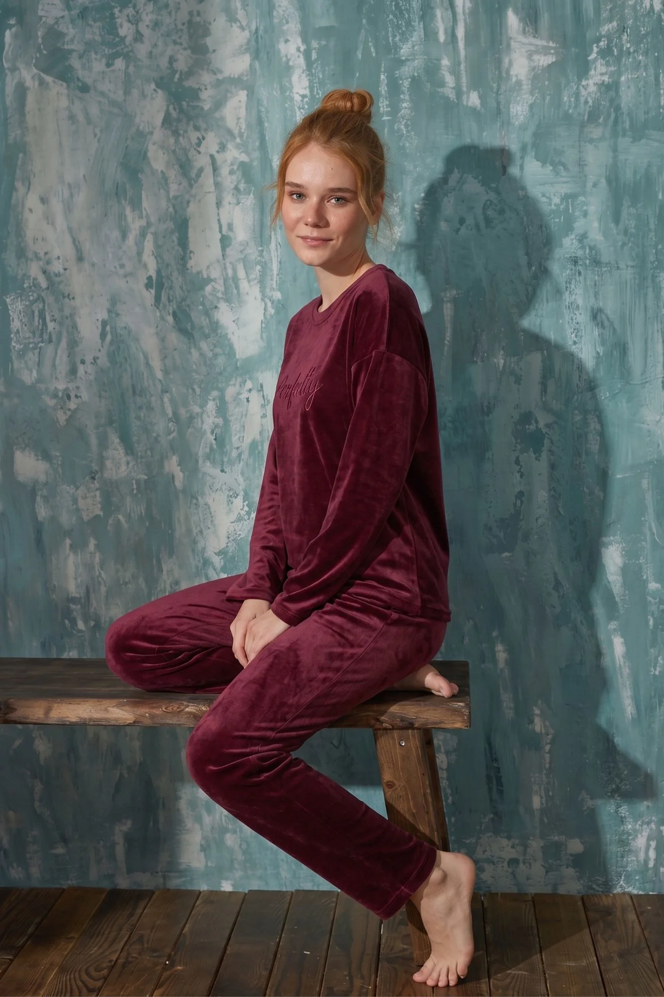 Luxury Velvet Fransız Kadife Yazı Detaylı Pijama Takımı, Mürdüm, 2XL Fiyatı, Yorumları ve Özellikleri