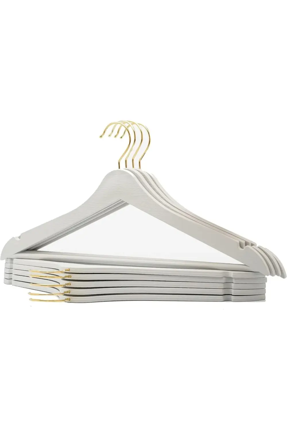 Lvn 24 Adet Beyaz Ahşap Görünümlü Plastik Askı Kıyafet Elbise Göm