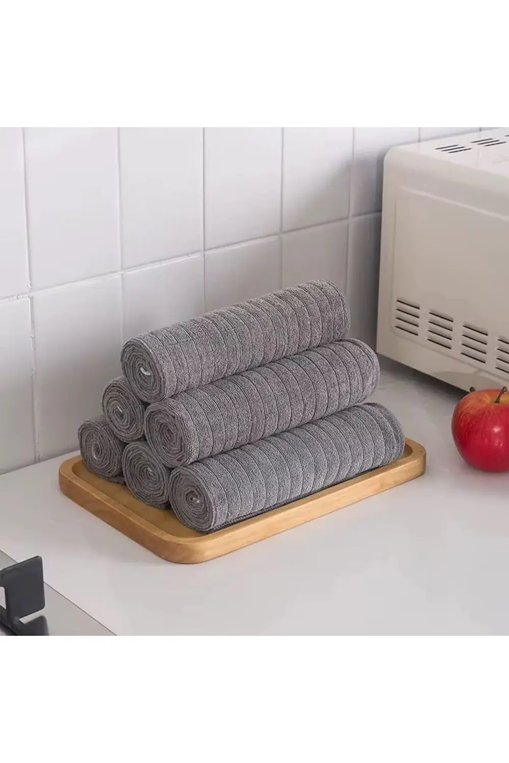 Lvn 3 Adet Mikrofiber Kareli Mutfak Bezi, 40x40 cm, Leke ve Koku