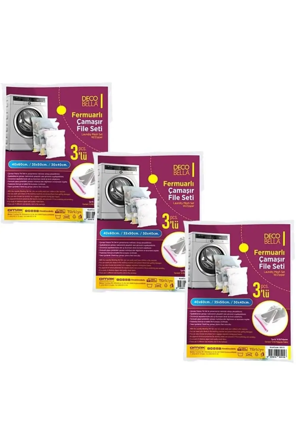 Lvn 3 'lü Fermuarlı Çamaşır Filesi Seti 1181191