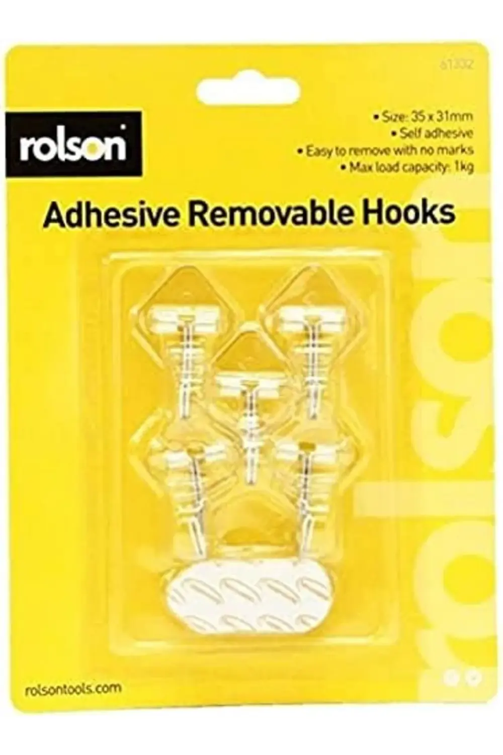 Lvn 61332 5 pc 35 x 11 mm Removable Adhesive Metal Hooks 1181191