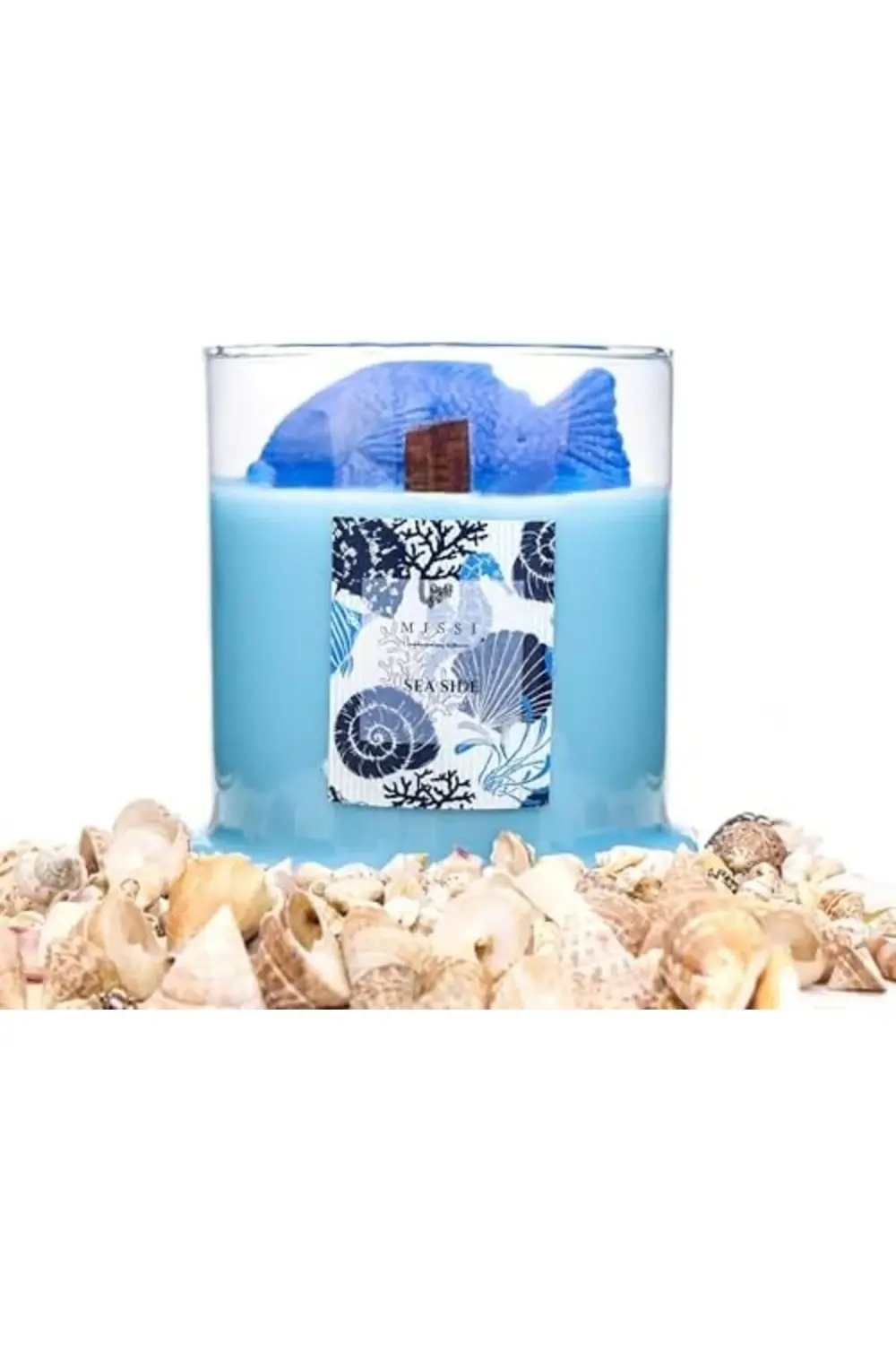 Lvn Büyük Üfleme Cam Balık Dekorlu Açık Mavi Aqua Mediterian Koku