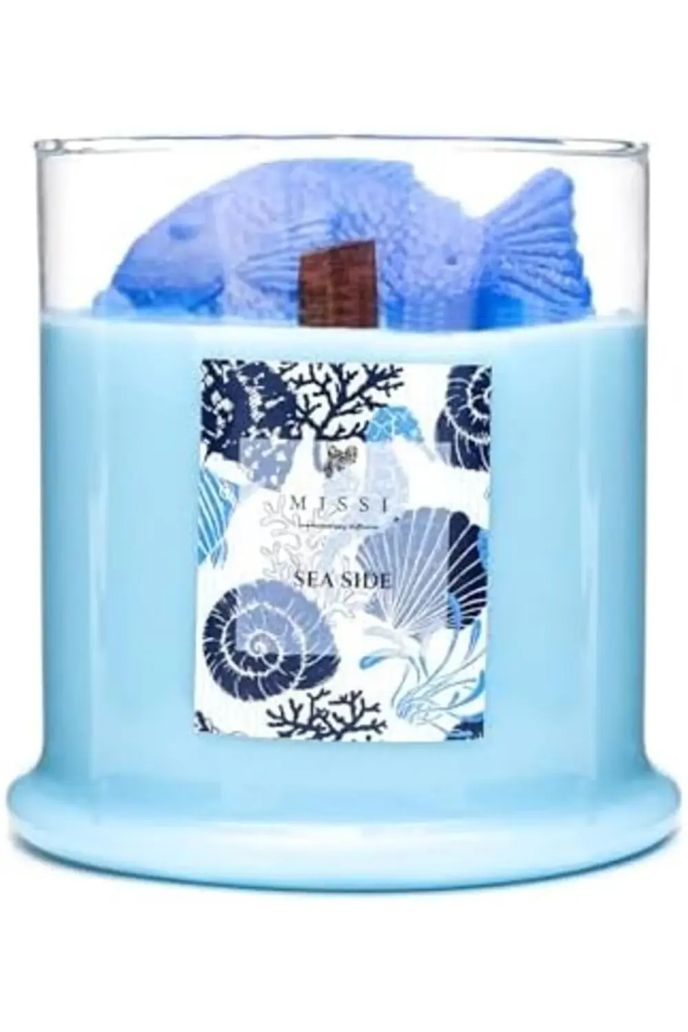 Lvn Büyük Üfleme Cam Balık Dekorlu Açık Mavi Aqua Mediterian Koku