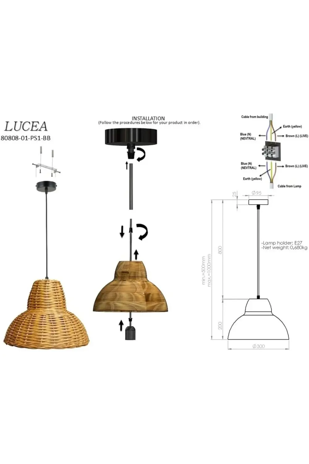 Lvn CASAME K.BOY BAMBOO TEKLİ 1XE27 1181191