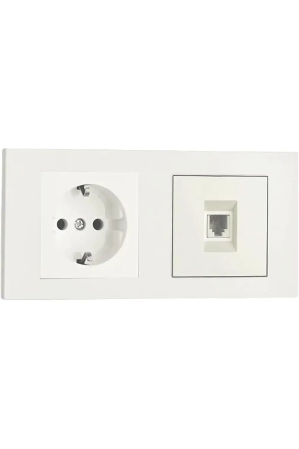 Lvn Grano Beyaz 2'li Set Topraklı Priz ve Telefon Nümeris Cat3 Se