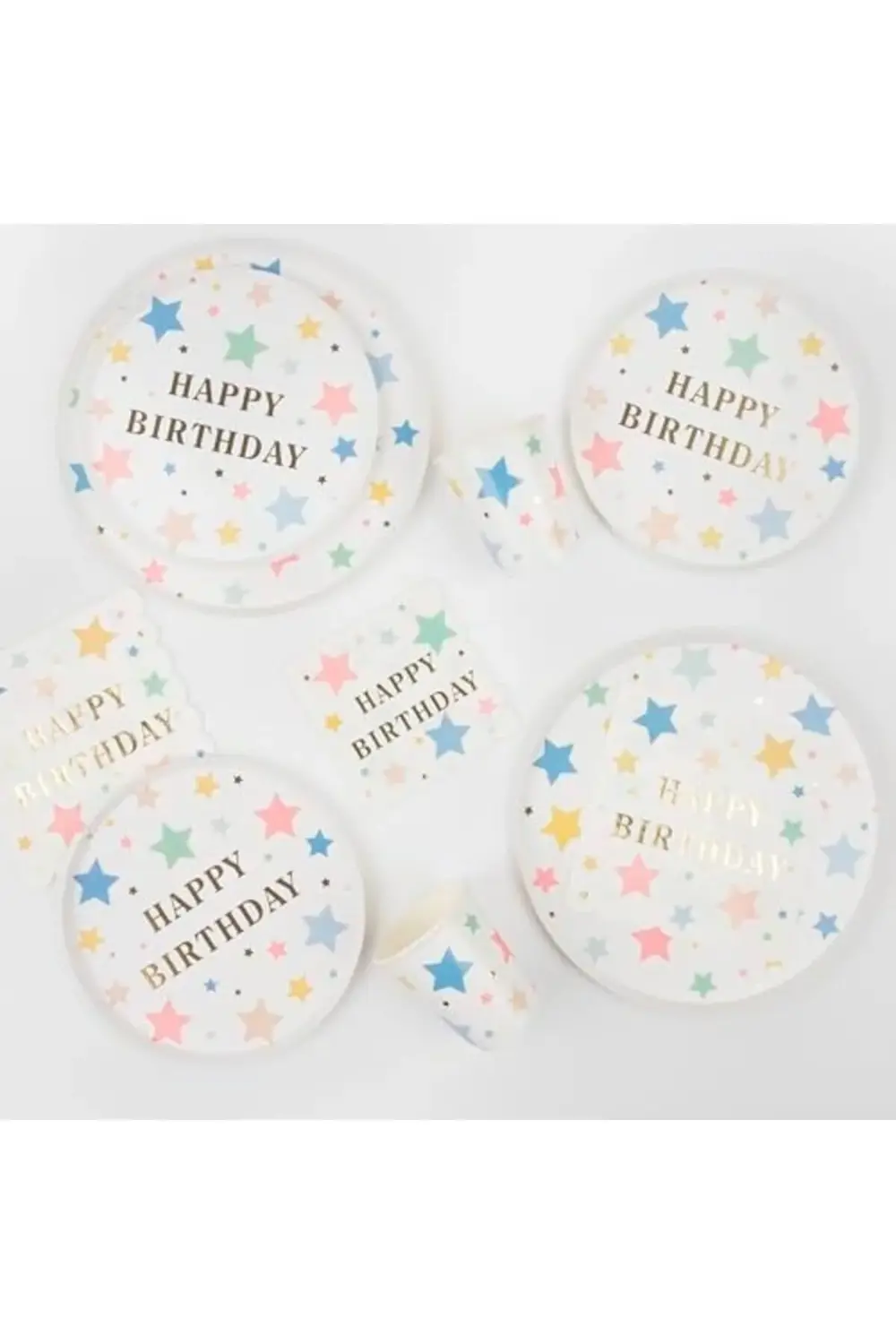 Lvn - Happy Birthday Stars Plates - Happy Birthday Yıldızlar Taba