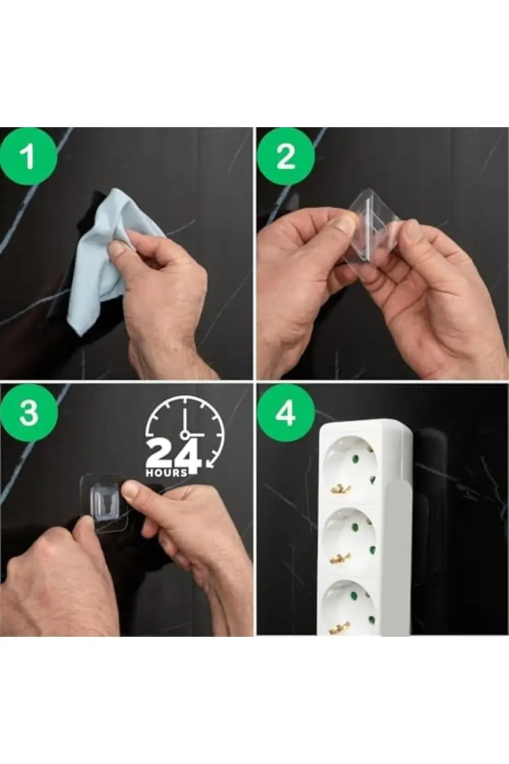 Lvn Kendinden Yapışkanlı Çift Taraflı Kanca | 4 Çift | İz Bırakma