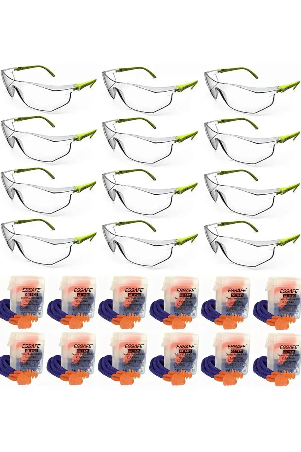 Lvn S400 12 Adet Ayarlı Çapak Gözlüğü, Koruyucu Gözlük Şeffaf CE