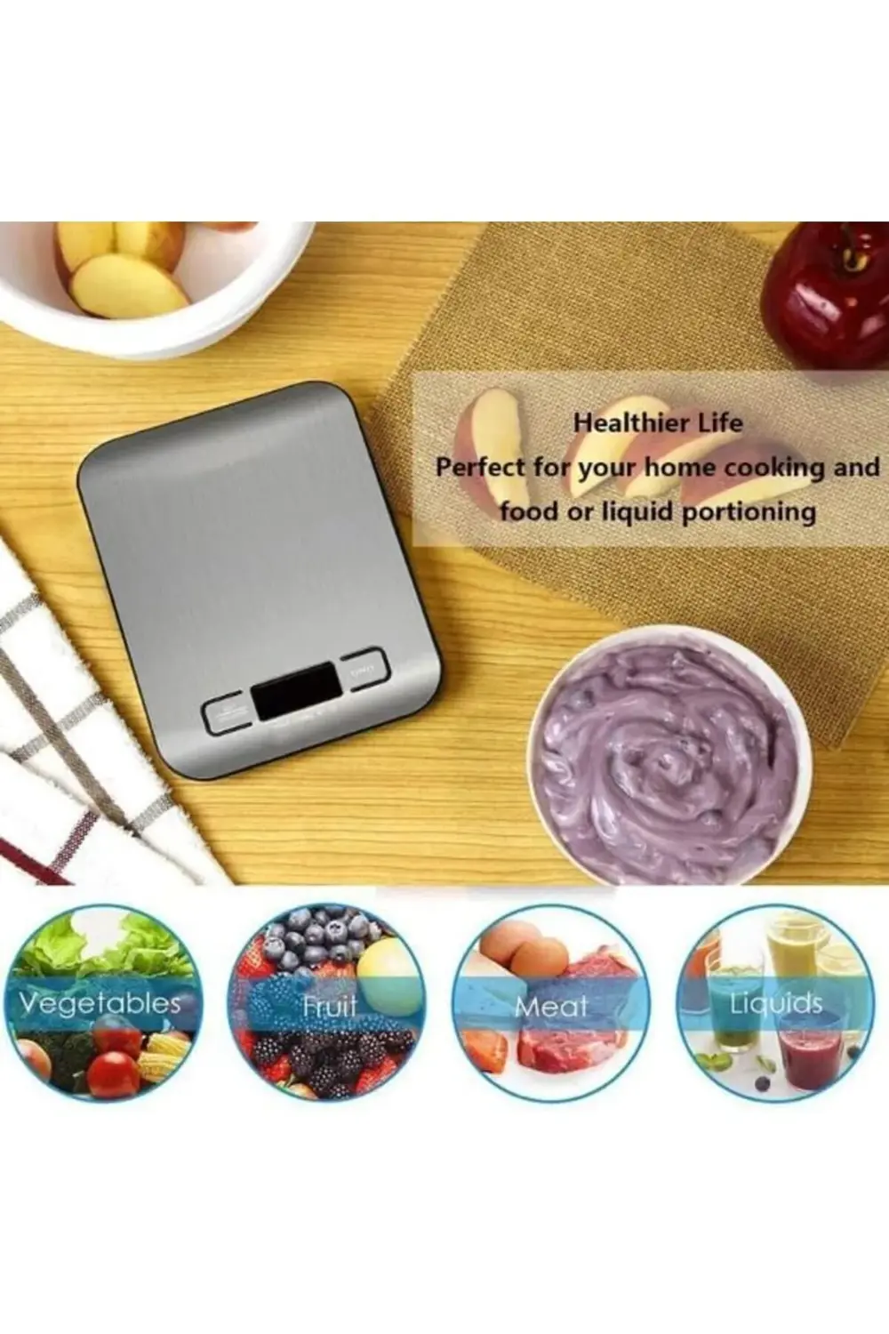 Lvn WellHise 2012 10 Kg Mutfak Tartısı Pilli Işıklı Ekran Hassas