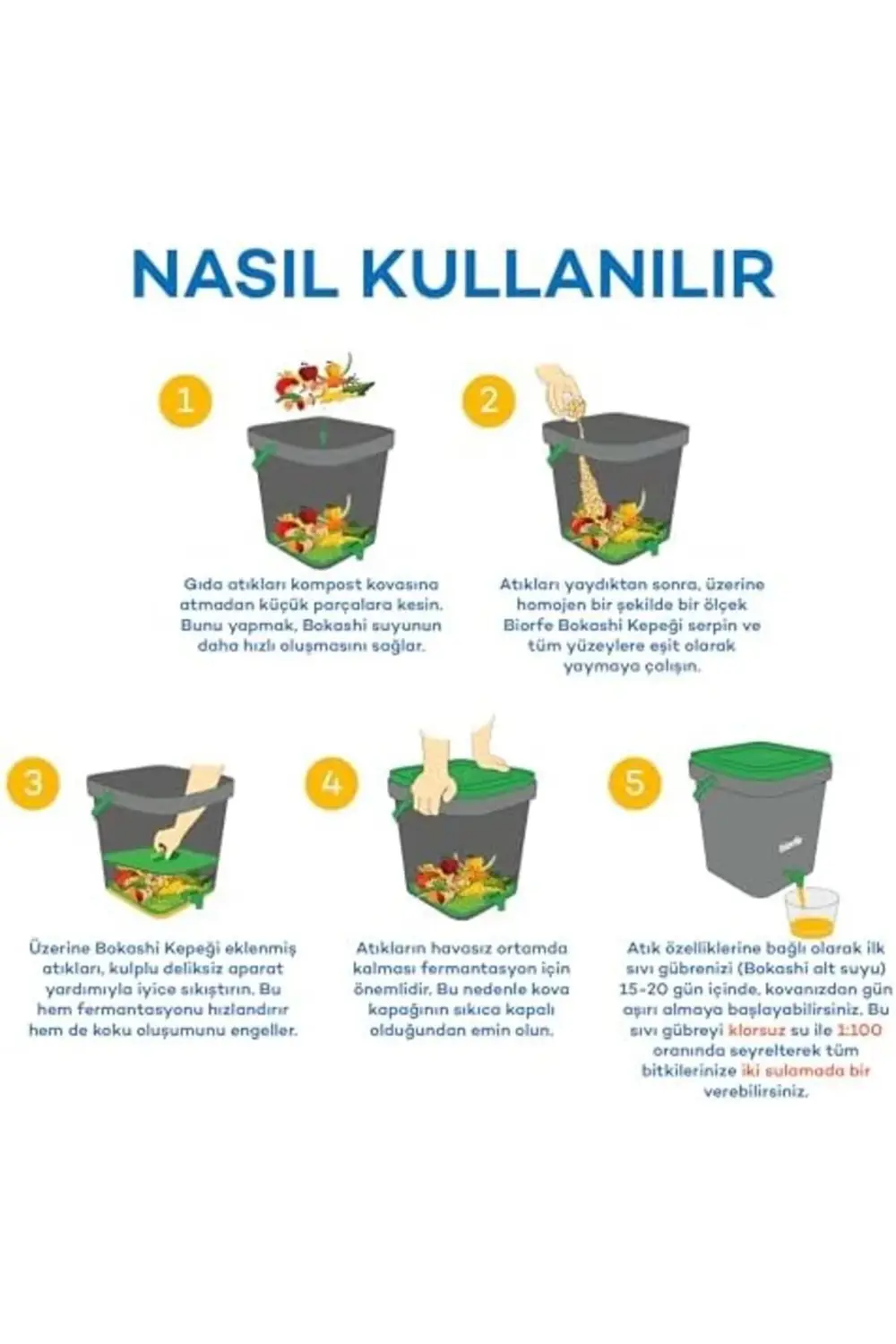 lvnshop Bokashi Kepeği 1 kg, İç ve Dış Mekan Kompost Kovaları içi