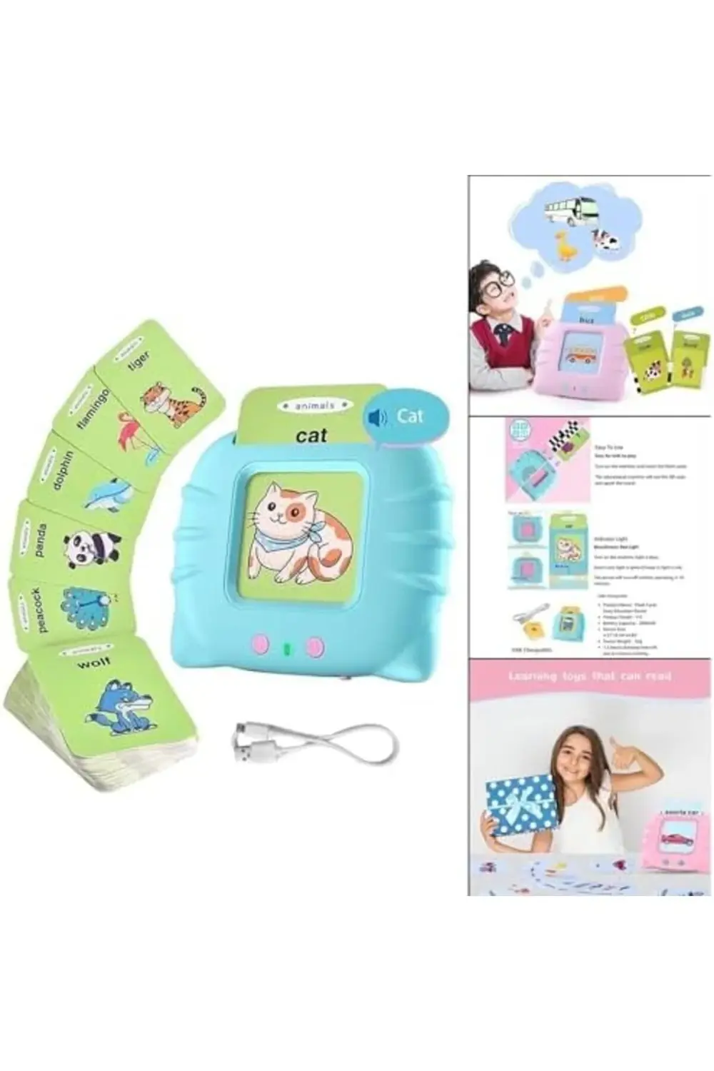 lvnshop Erken Eğitim Kartı 224 Adet Sesli Konuşan Kartlar PEMBE 2