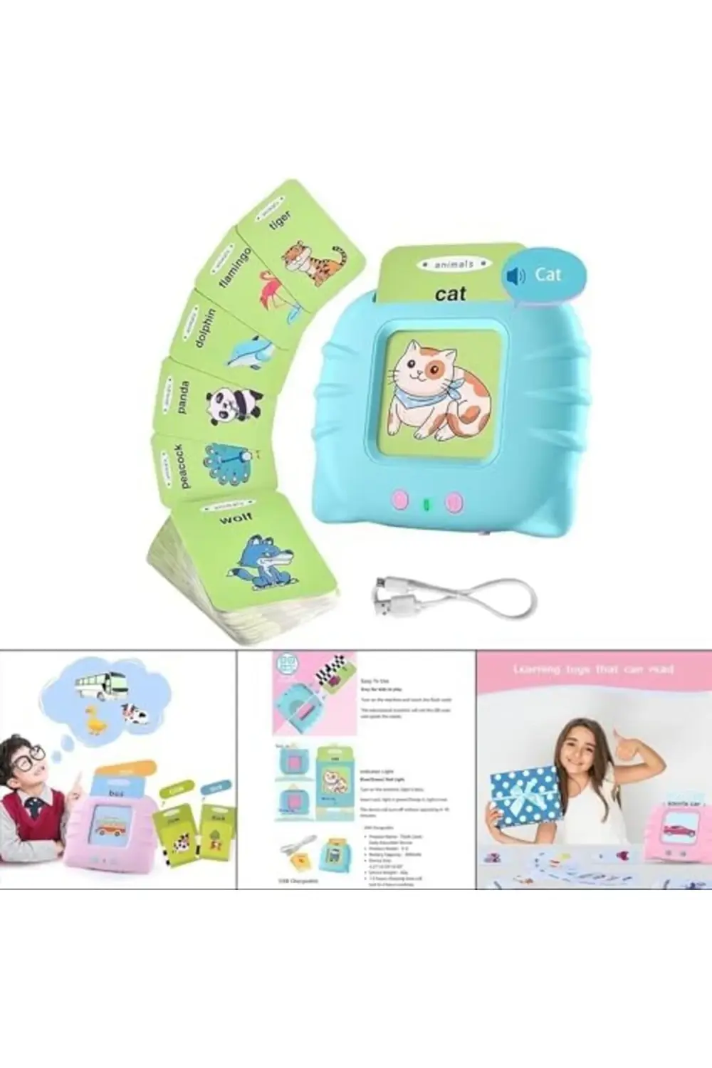 lvnshop Erken Eğitim Kartı 224 Adet Sesli Konuşan Kartlar PEMBE 2