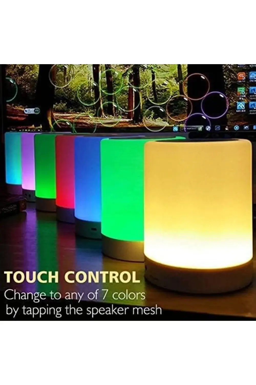 lvnshop Gece Lambası Dokunmatik Lamba Renkli Led Işık Hoparlör Us