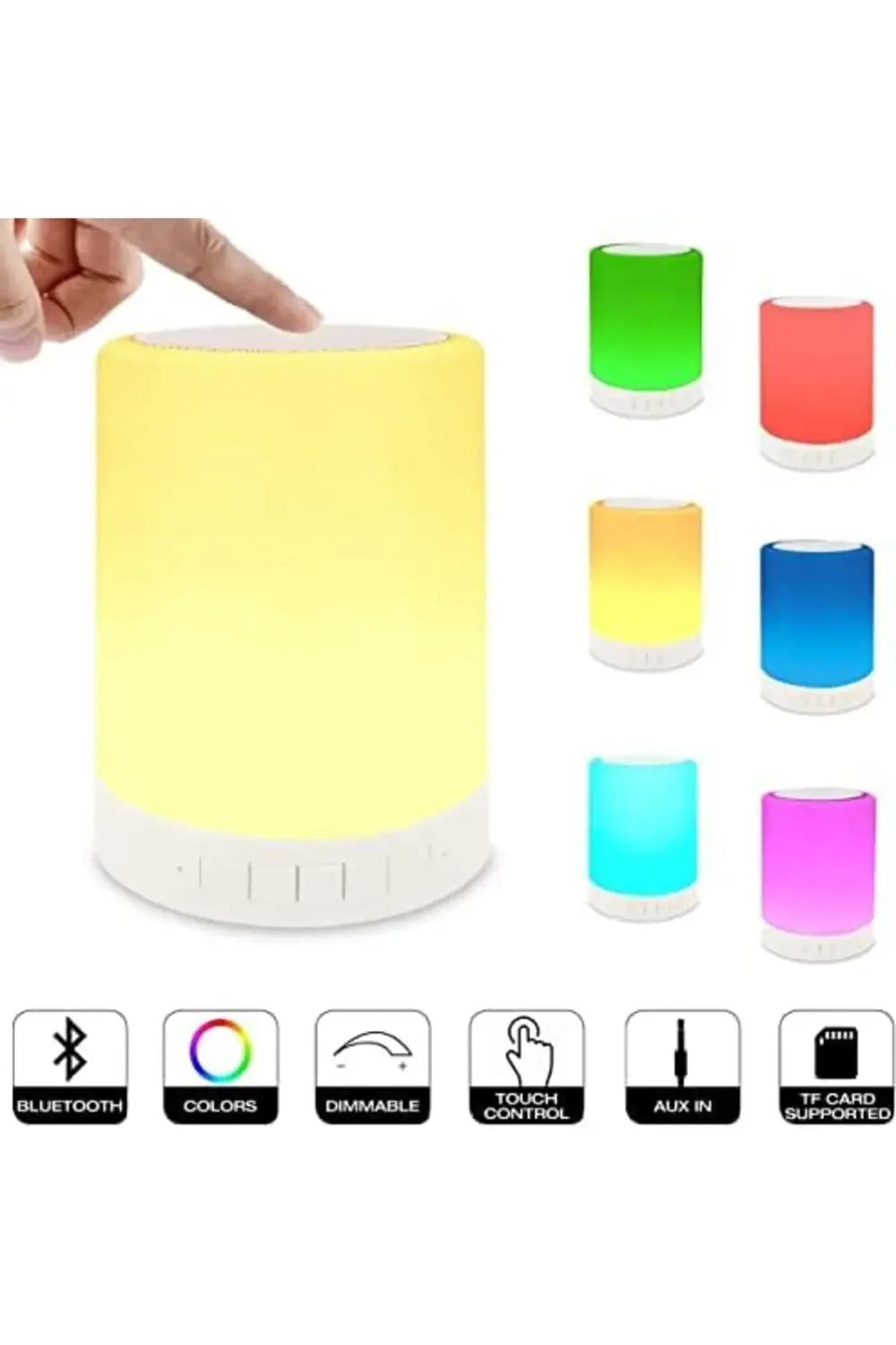 lvnshop Gece Lambası Dokunmatik Lamba Renkli Led Işık Hoparlör Us