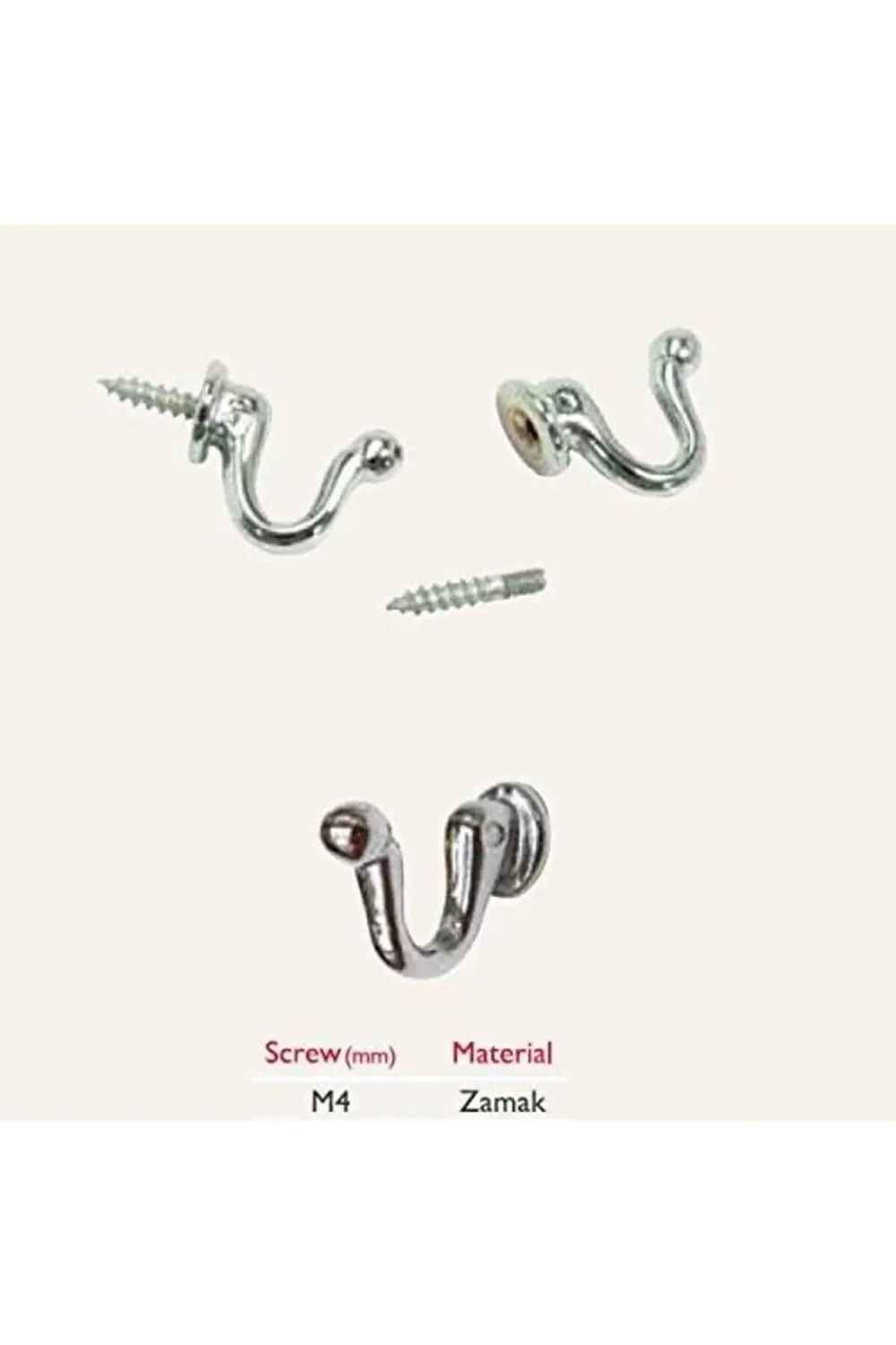 lvnshop Hırdavat Kanca Askı Siyah (4 Adet) 224120