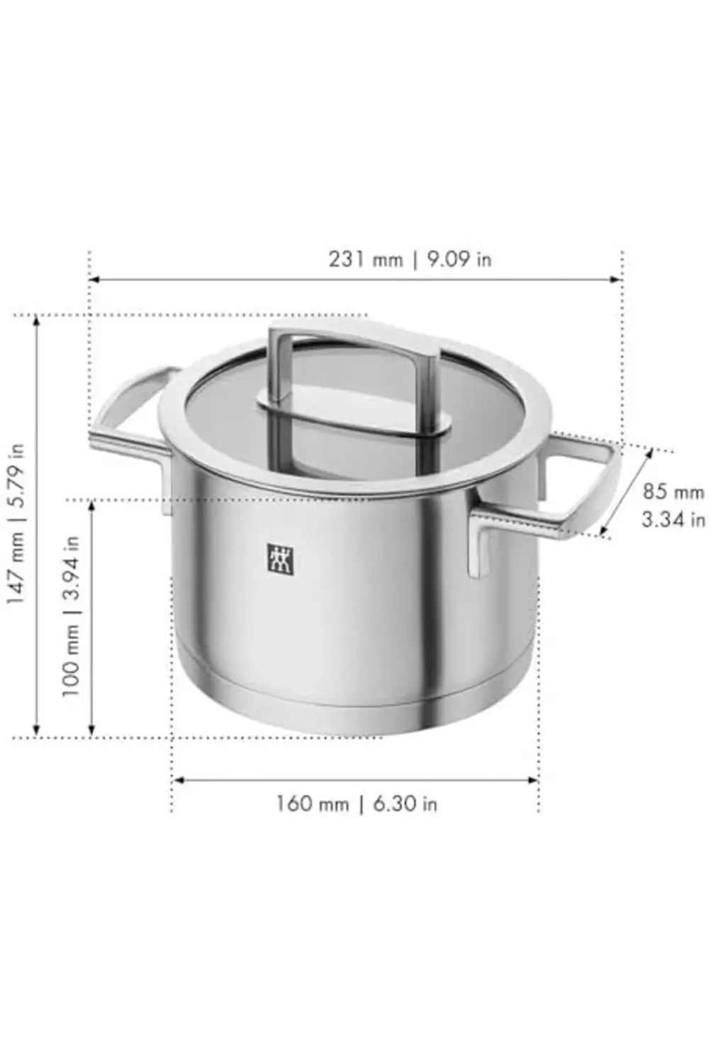 lvnshop Sığ Tencere, 16 cm, Yuvarlak, 18/10 Paslanmaz Çelik 22412