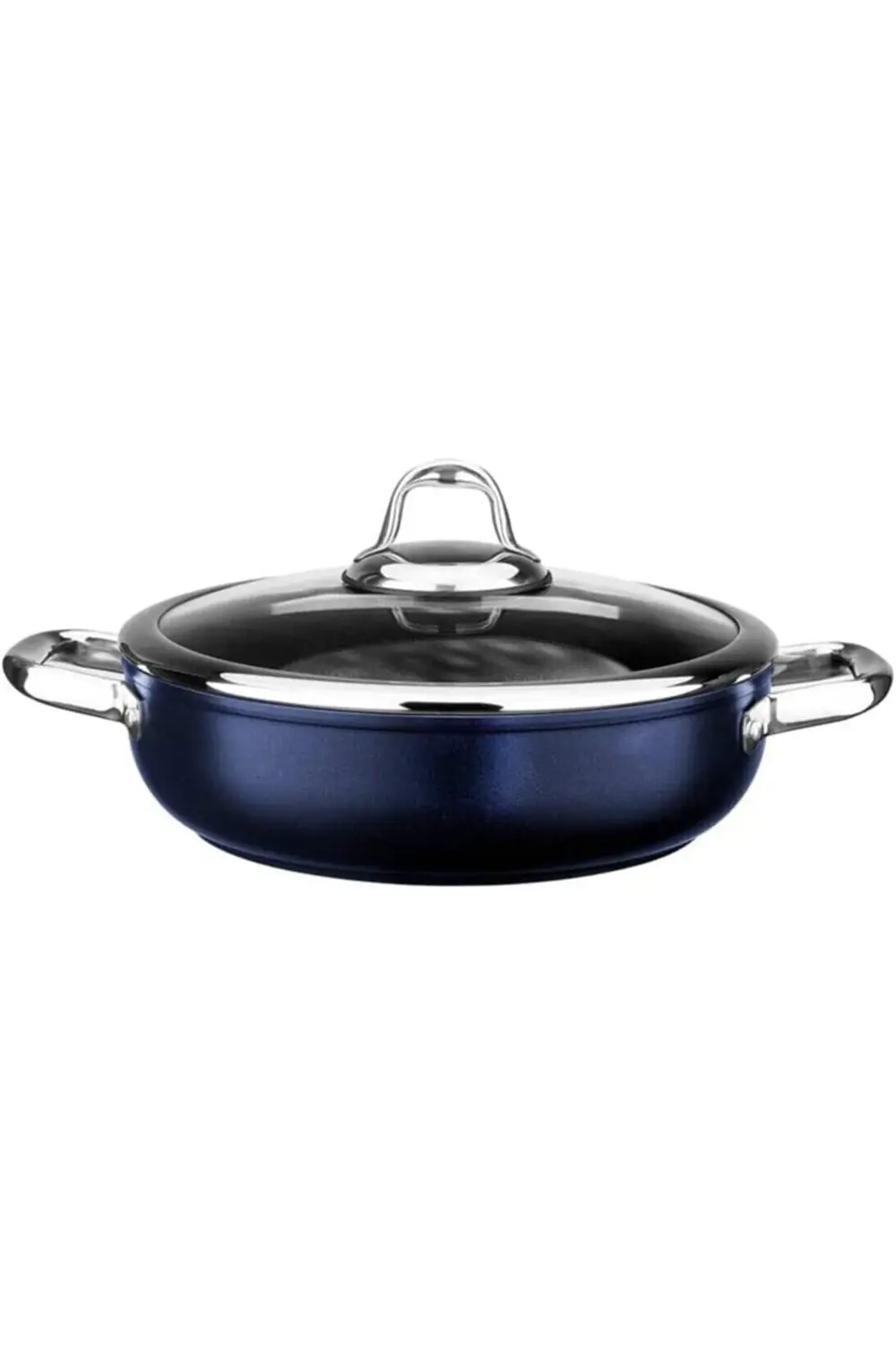 lvnshop Titanium 28Cm Sığ Tencere, Çelik Kulp, Özel Çerçeveli Cam