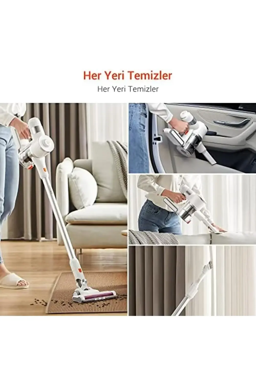 lvnshop U10 Pro Kablosuz Dikey Süpürge, 30000Pa, Beyaz 224120