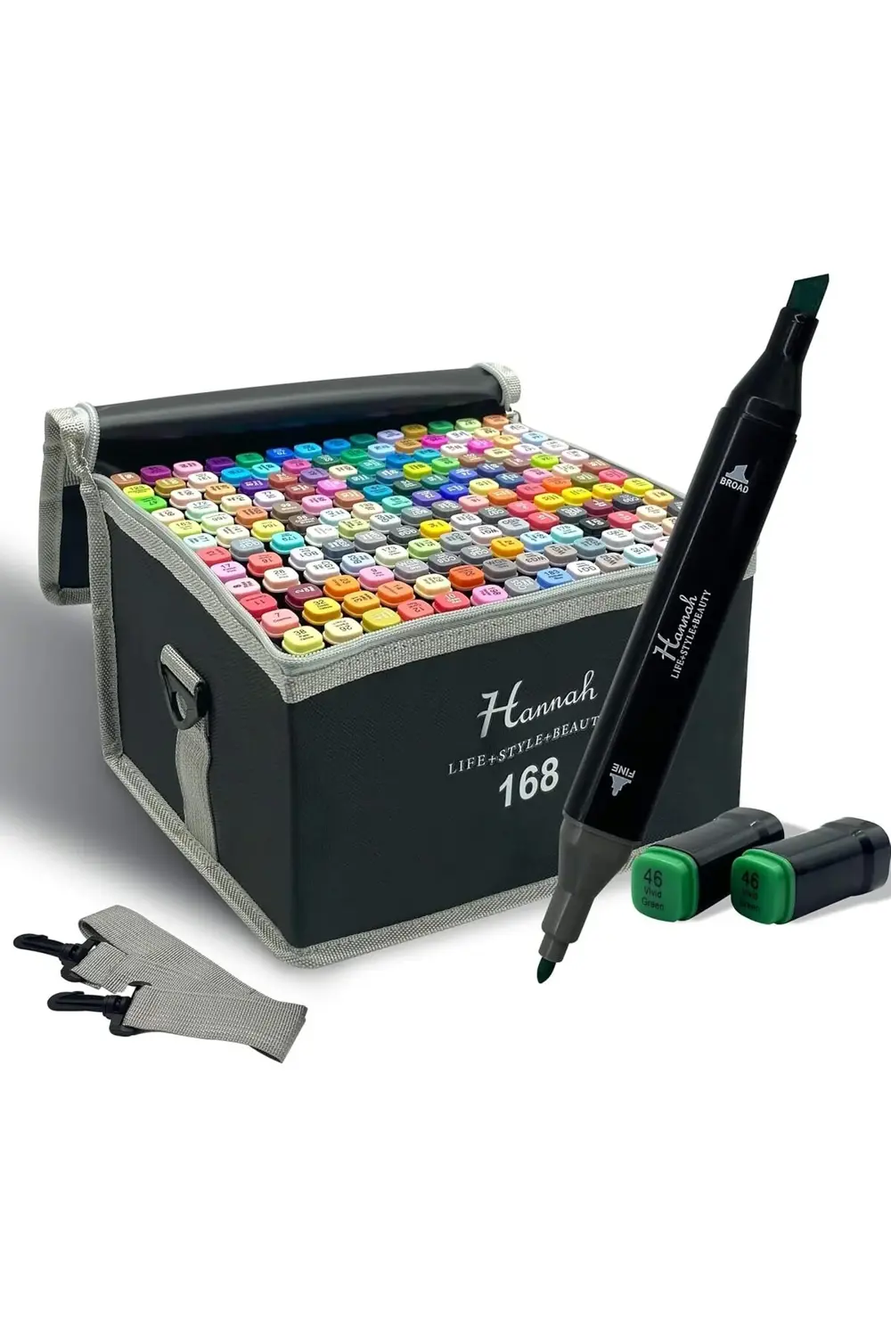 LvnShoppping 168 Adet Marker Oluşan Rengarenk Seti Çantalı Çift T